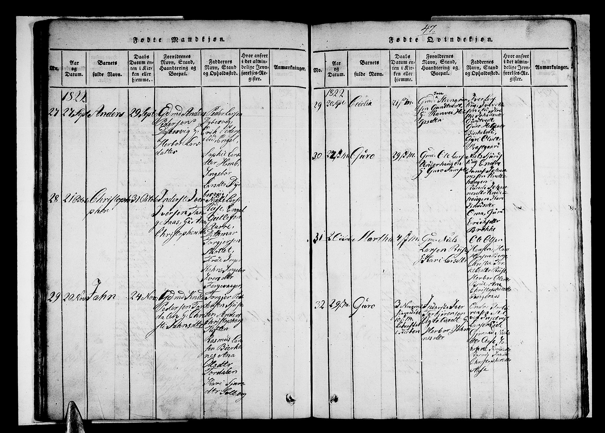 Strandebarm sokneprestembete, AV/SAB-A-78401/H/Haa: Parish register (official) no. A 5, 1816-1826, p. 47