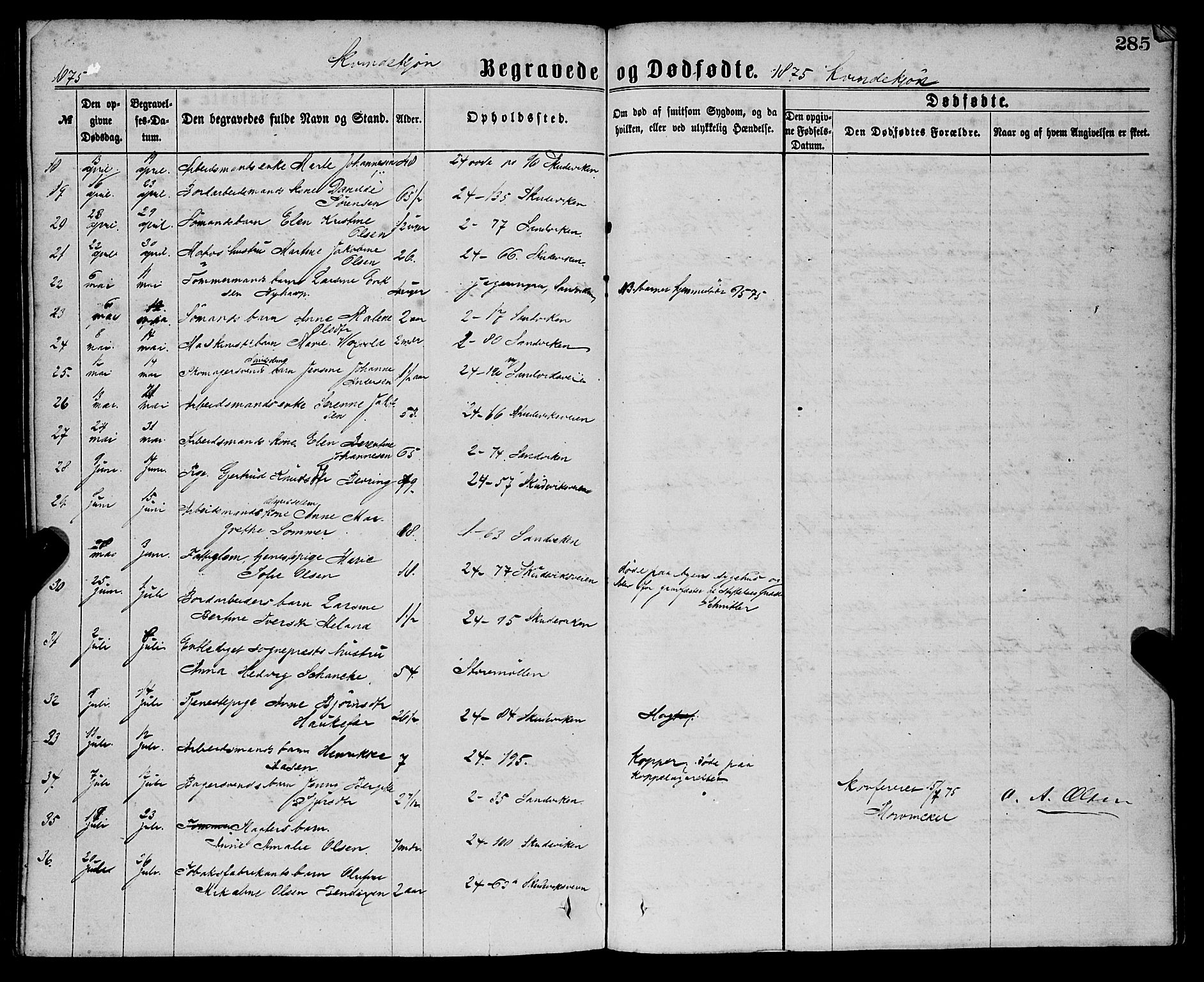 Sandviken Sokneprestembete, SAB/A-77601/H/Ha/L0001: Parish register (official) no. A 1, 1867-1877, p. 285