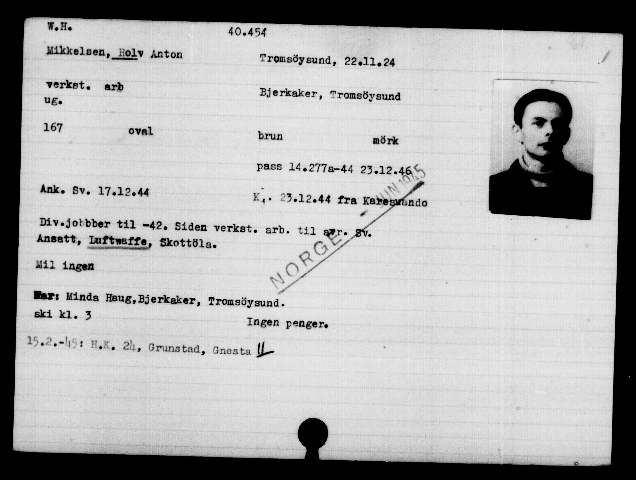 Utenriksstasjonene, Legasjonen i Stockholm, Flyktningkontoret, AV/RA-S-6753/V/Va/L0015: Kjesäterkartoteket, flyktninger med registreringsnr. 37800-40770, 1940-1945, p. 2759