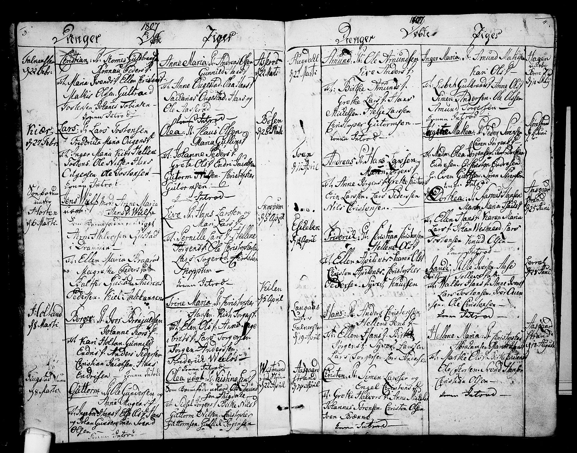 Borre kirkebøker, AV/SAKO-A-338/F/Fa/L0003: Parish register (official) no. I 3, 1807-1814, p. 3-4