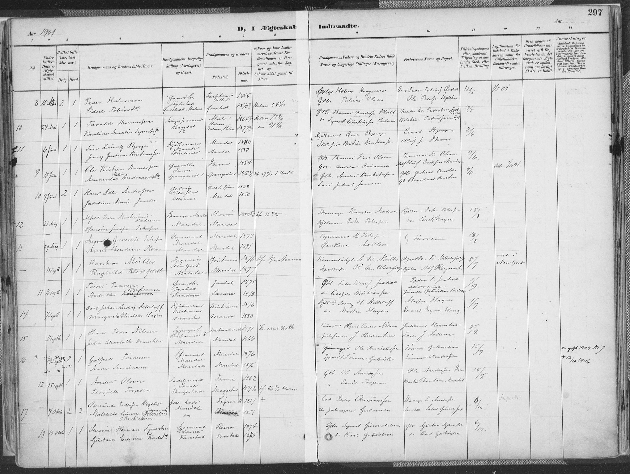 Mandal sokneprestkontor, AV/SAK-1111-0030/F/Fa/Faa/L0018: Parish register (official) no. A 18, 1890-1905, p. 297