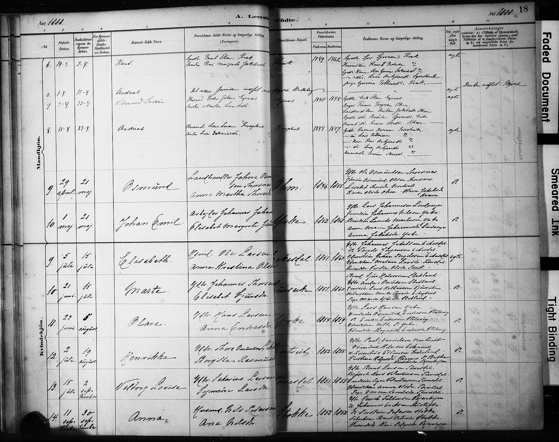 Skjold sokneprestkontor, AV/SAST-A-101847/H/Ha/Haa/L0009: Parish register (official) no. A 9, 1882-1898, p. 18