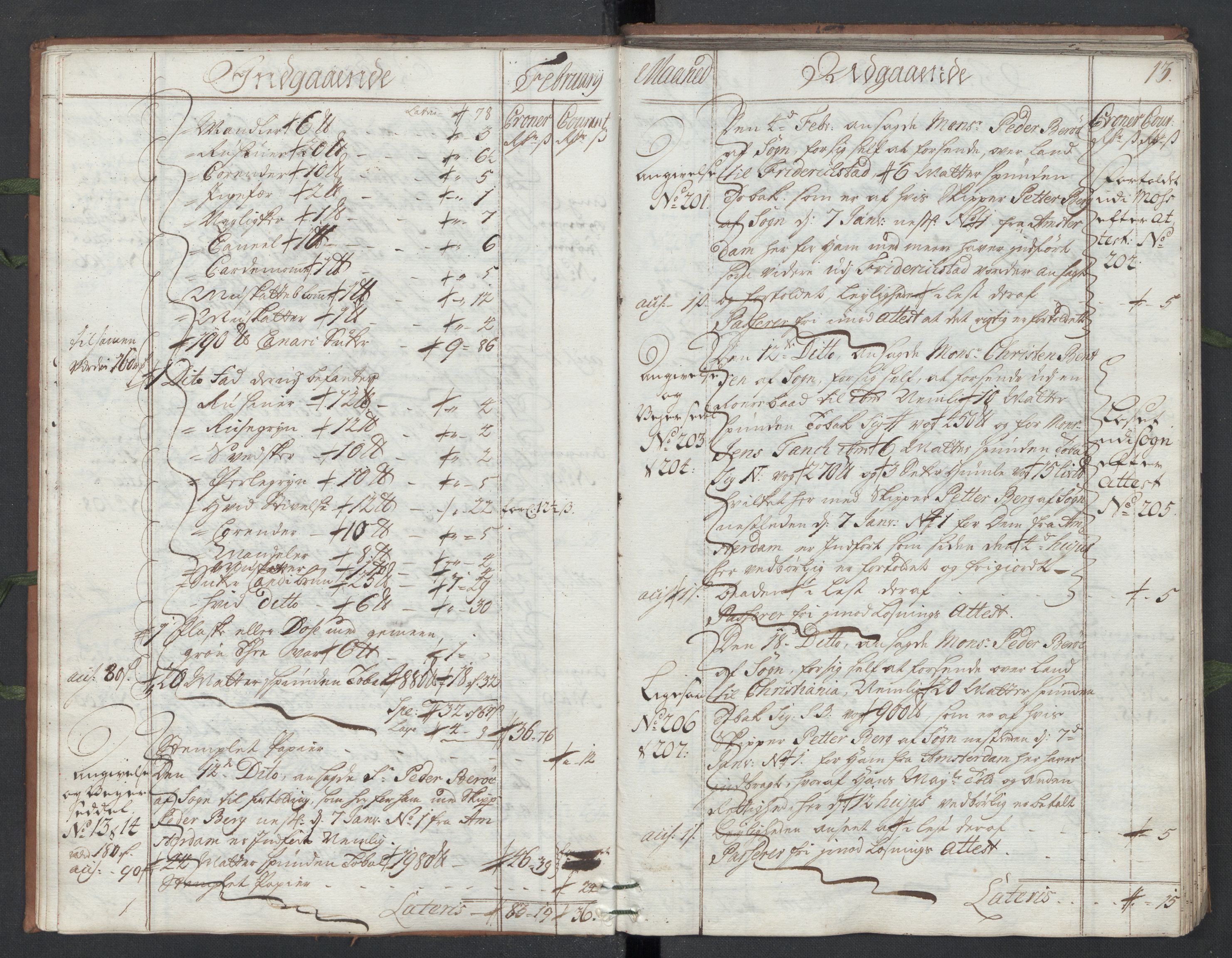 Generaltollkammeret, tollregnskaper, AV/RA-EA-5490/R07/L0010/0001: Tollregnskaper Sand / Hovedtollbok, 1733, p. 12b-13a