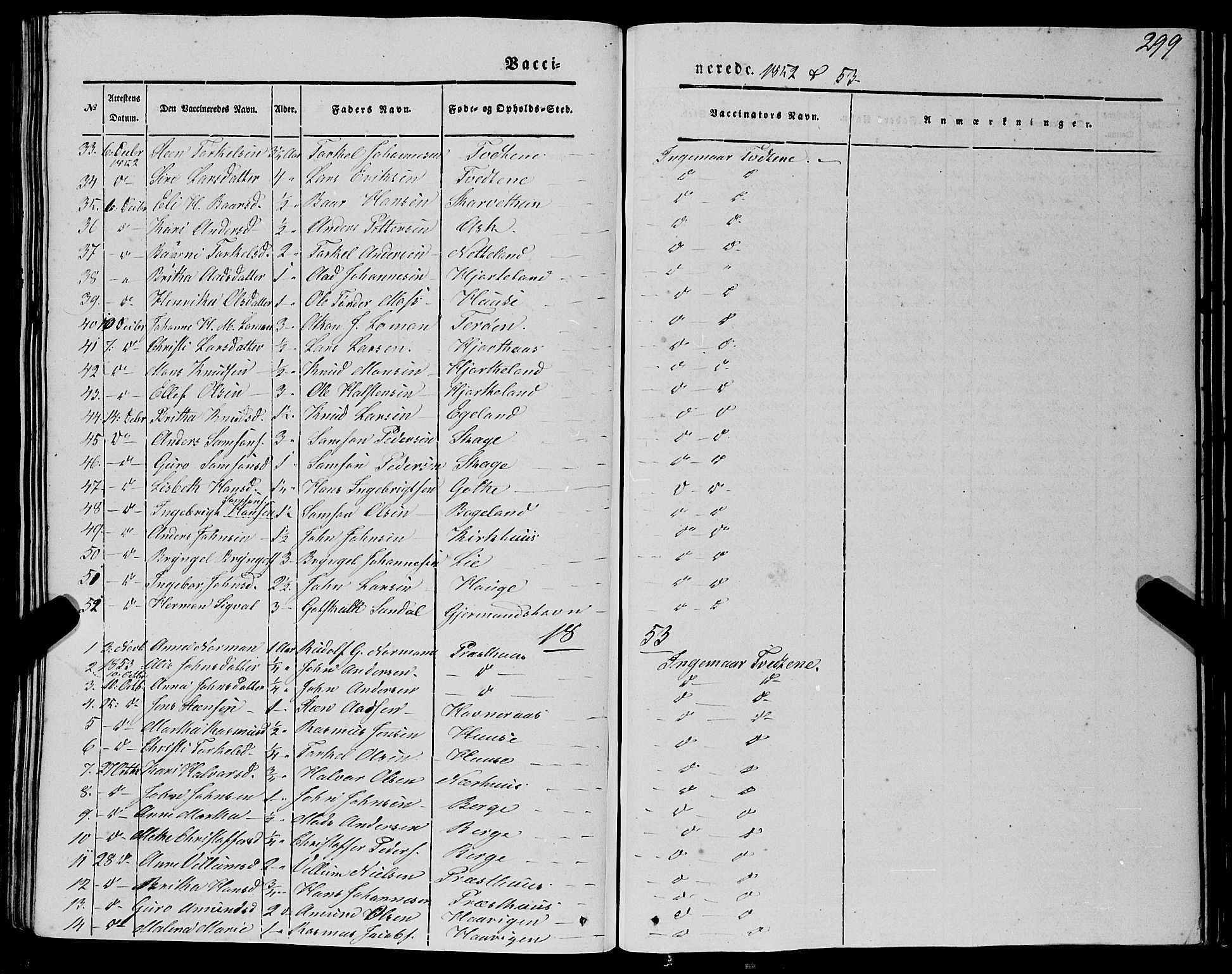 Kvinnherad sokneprestembete, AV/SAB-A-76401/H/Haa: Parish register (official) no. A 7, 1843-1853, p. 299