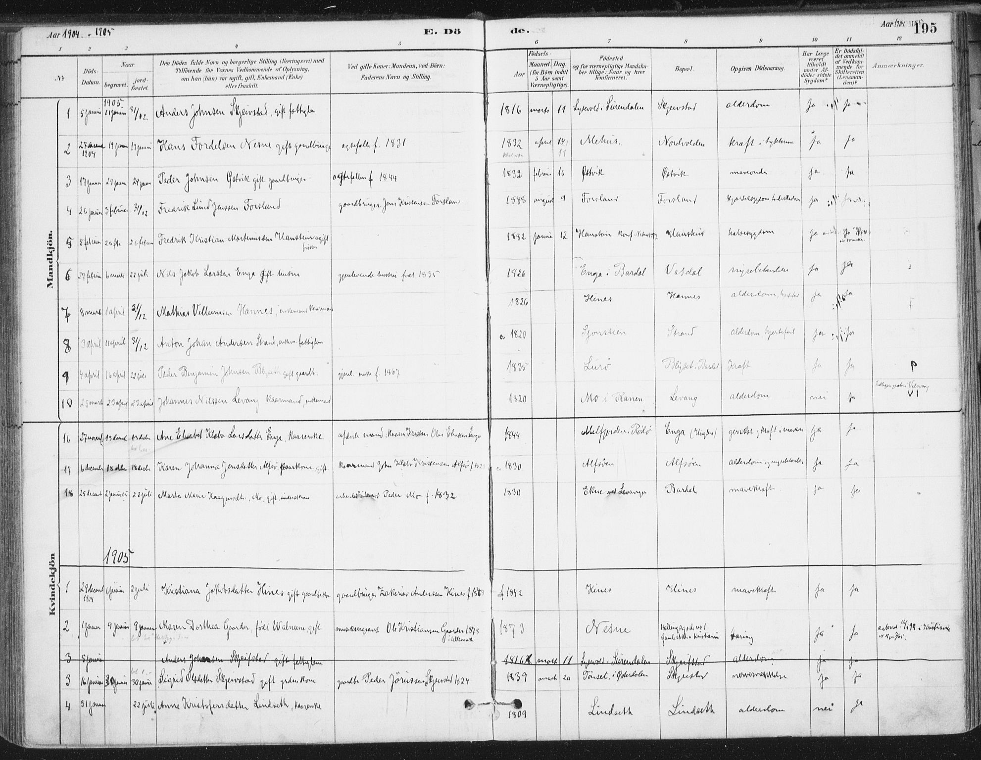 Ministerialprotokoller, klokkerbøker og fødselsregistre - Nordland, AV/SAT-A-1459/838/L0553: Parish register (official) no. 838A11, 1880-1910, p. 195