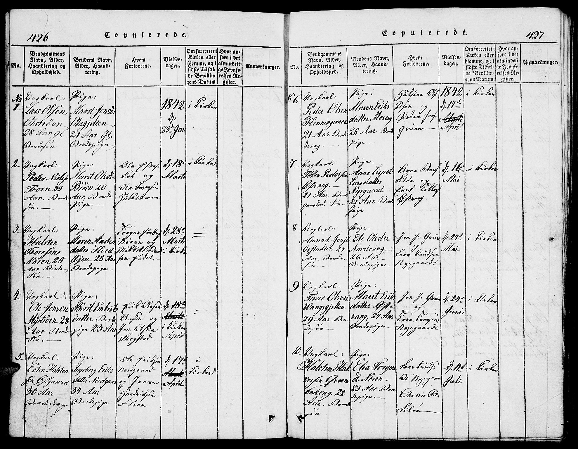 Tolga prestekontor, SAH/PREST-062/L/L0002: Parish register (copy) no. 2, 1815-1844, p. 426-427