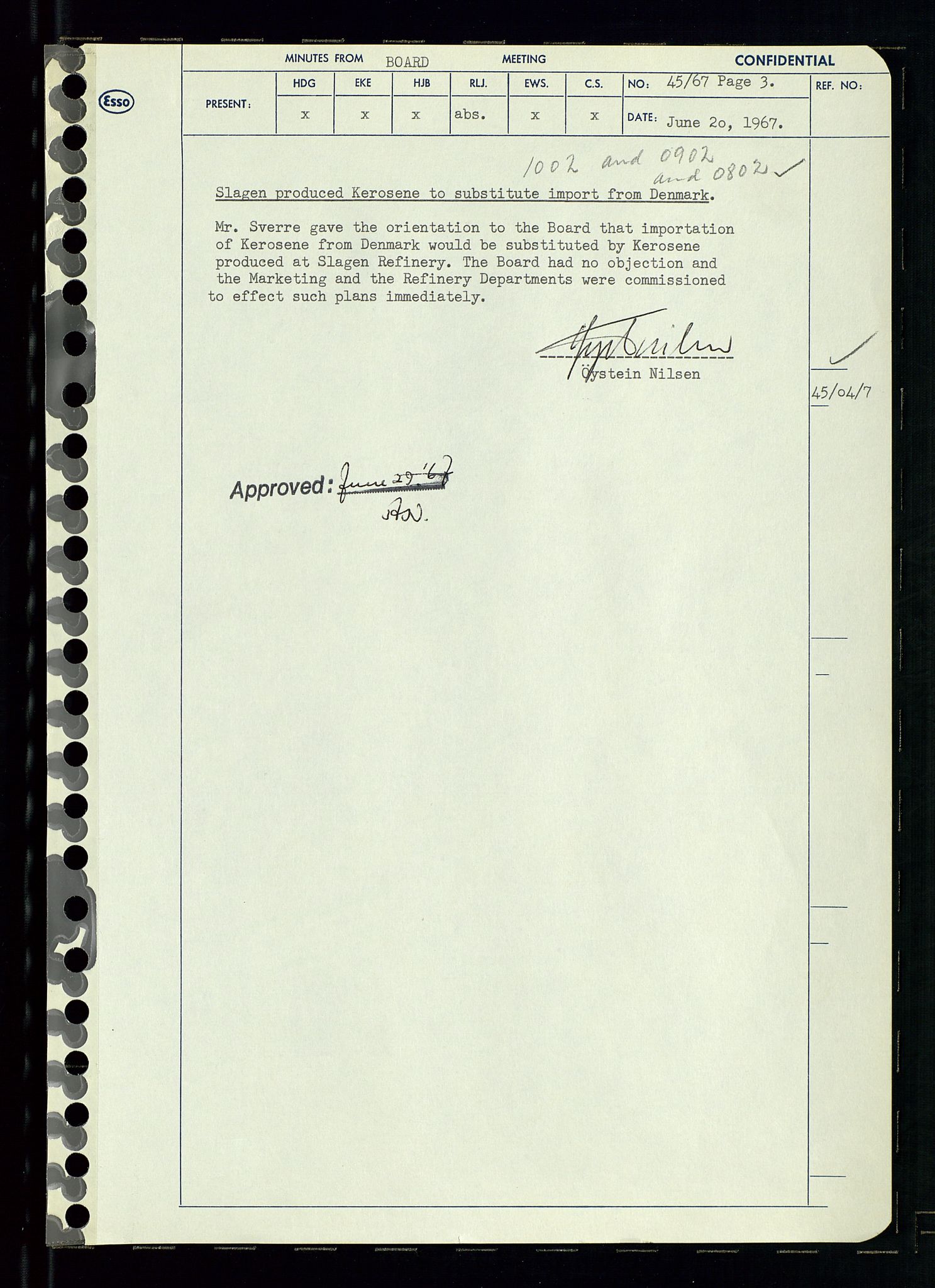 Pa 0982 - Esso Norge A/S, AV/SAST-A-100448/A/Aa/L0002/0003: Den administrerende direksjon Board minutes (styrereferater) / Den administrerende direksjon Board minutes (styrereferater), 1967, p. 92