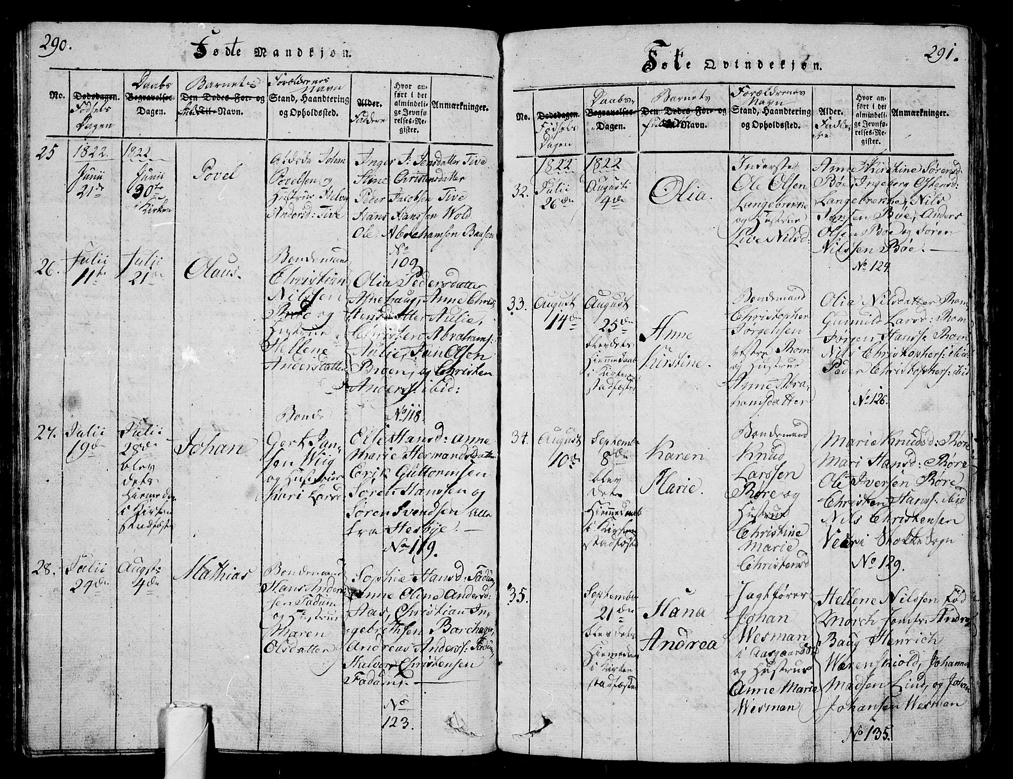 Sem kirkebøker, AV/SAKO-A-5/G/Ga/L0001: Parish register (copy) no. I 1, 1814-1825, p. 290-291