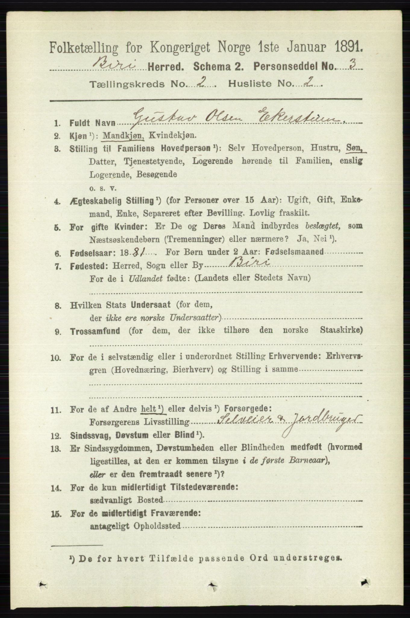 RA, 1891 census for 0525 Biri, 1891, p. 530