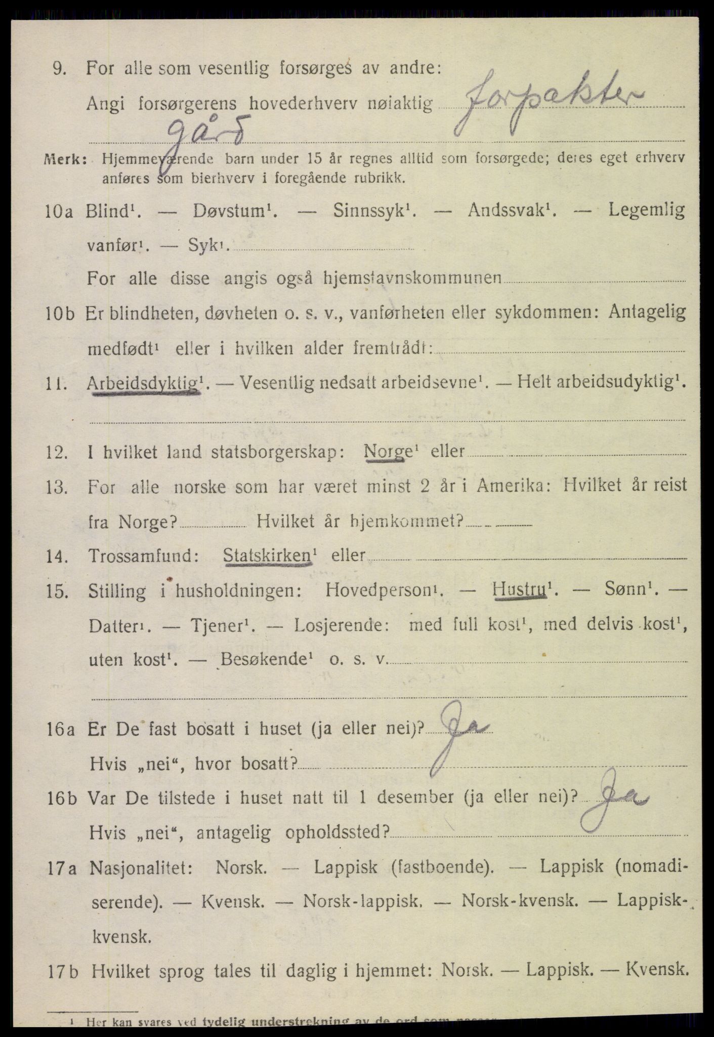 SAT, 1920 census for Vefsn, 1920, p. 3174