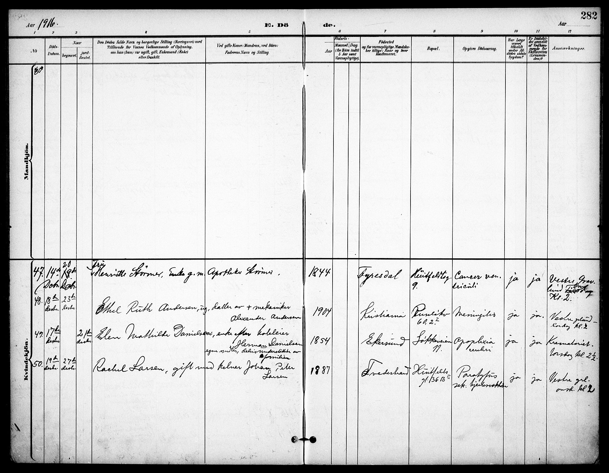 Johannes prestekontor Kirkebøker, AV/SAO-A-10852/F/Fa/L0008: Parish register (official) no. 8, 1897-1917, p. 282