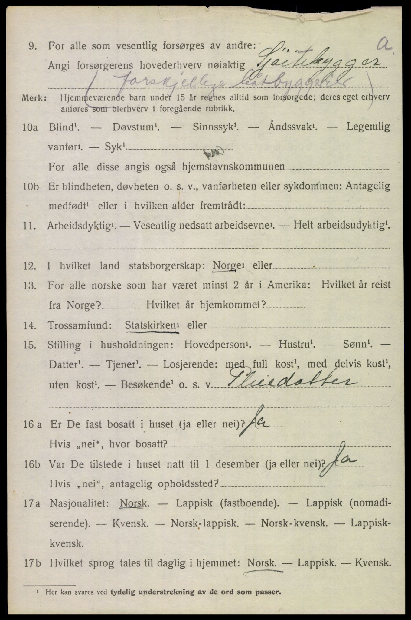 SAT, 1920 census for Saltdal, 1920, p. 5618