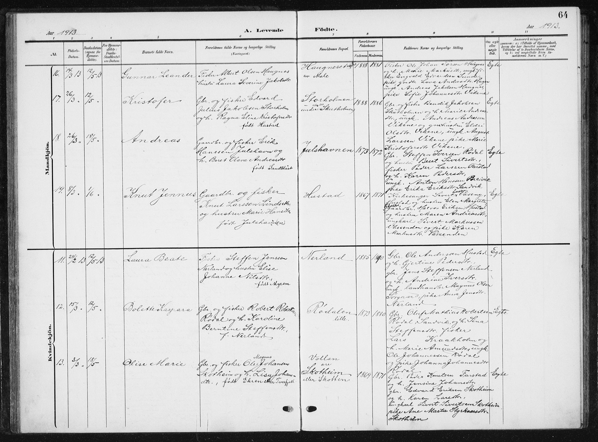 Ministerialprotokoller, klokkerbøker og fødselsregistre - Møre og Romsdal, AV/SAT-A-1454/567/L0784: Parish register (copy) no. 567C04, 1903-1938, p. 64