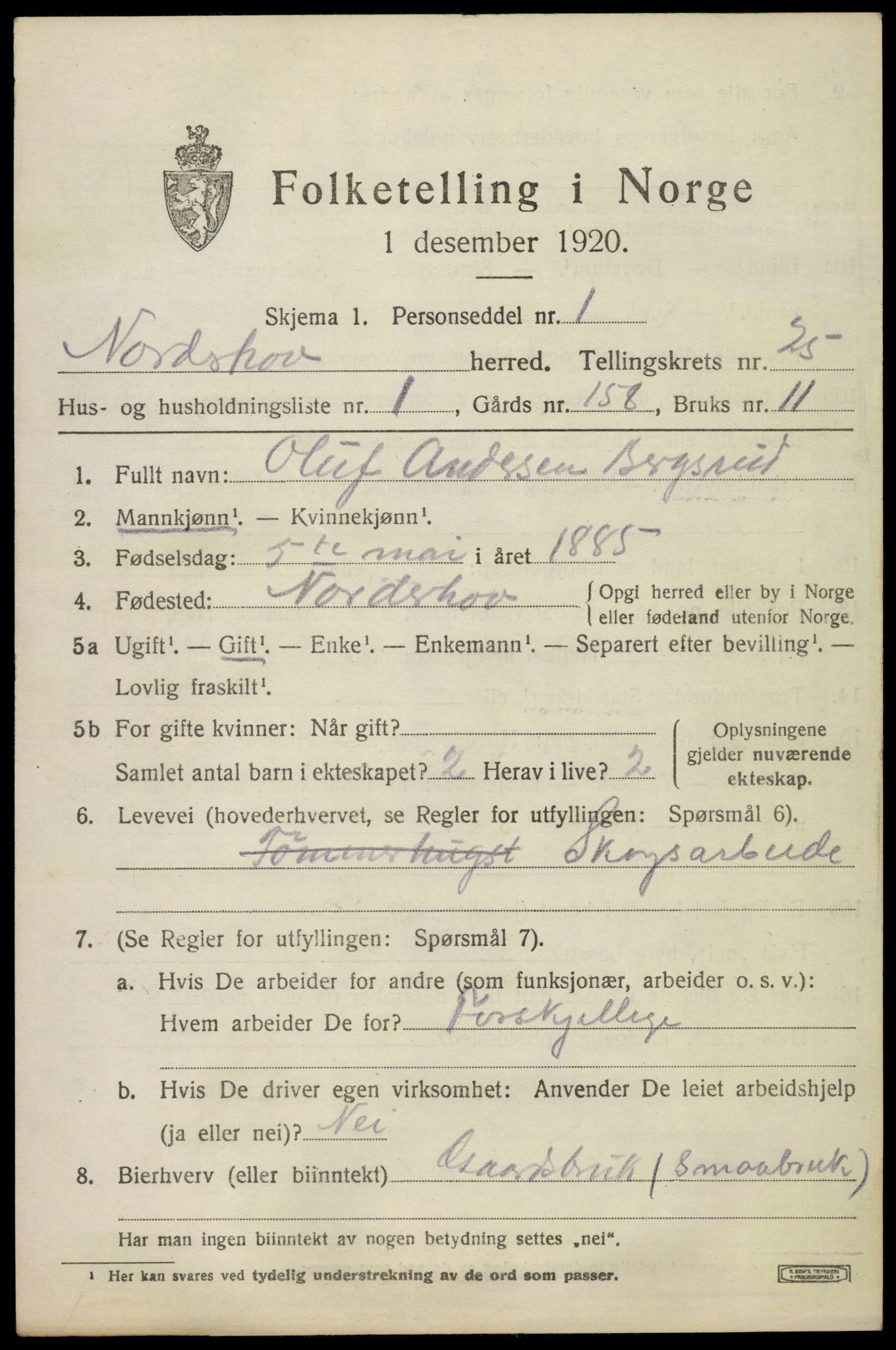 SAKO, 1920 census for Norderhov, 1920, p. 23799