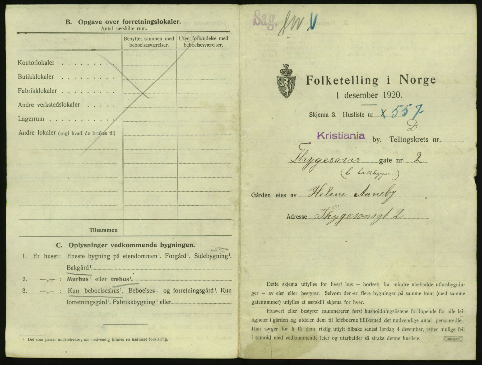 SAO, 1920 census for Kristiania, 1920, p. 113755