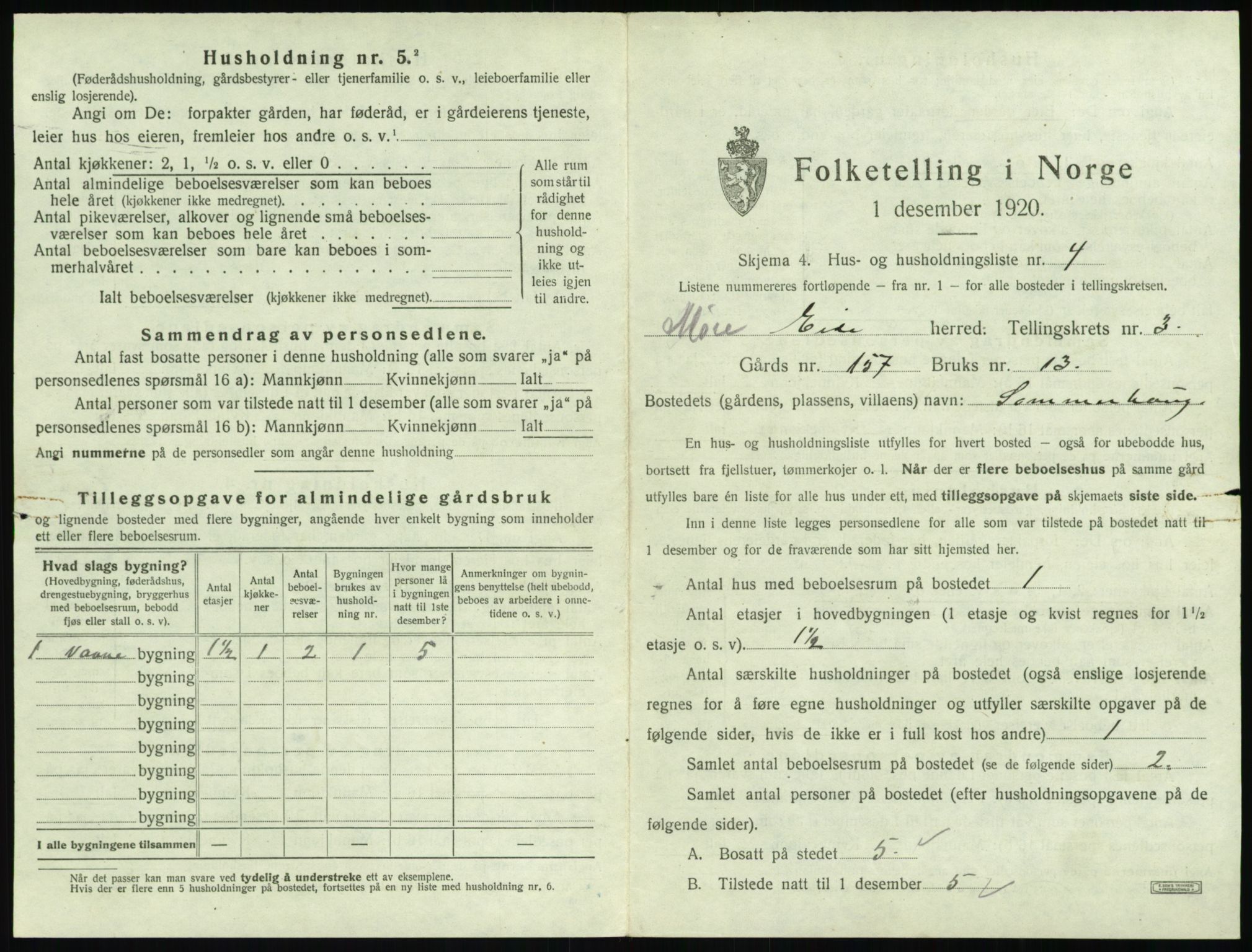 SAT, 1920 census for Eid (MR), 1920, p. 186