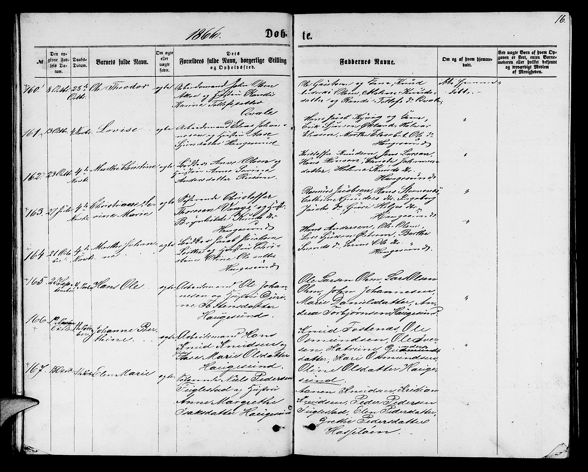 Torvastad sokneprestkontor, SAST/A -101857/H/Ha/Hab/L0007: Parish register (copy) no. B 7, 1866-1873, p. 16