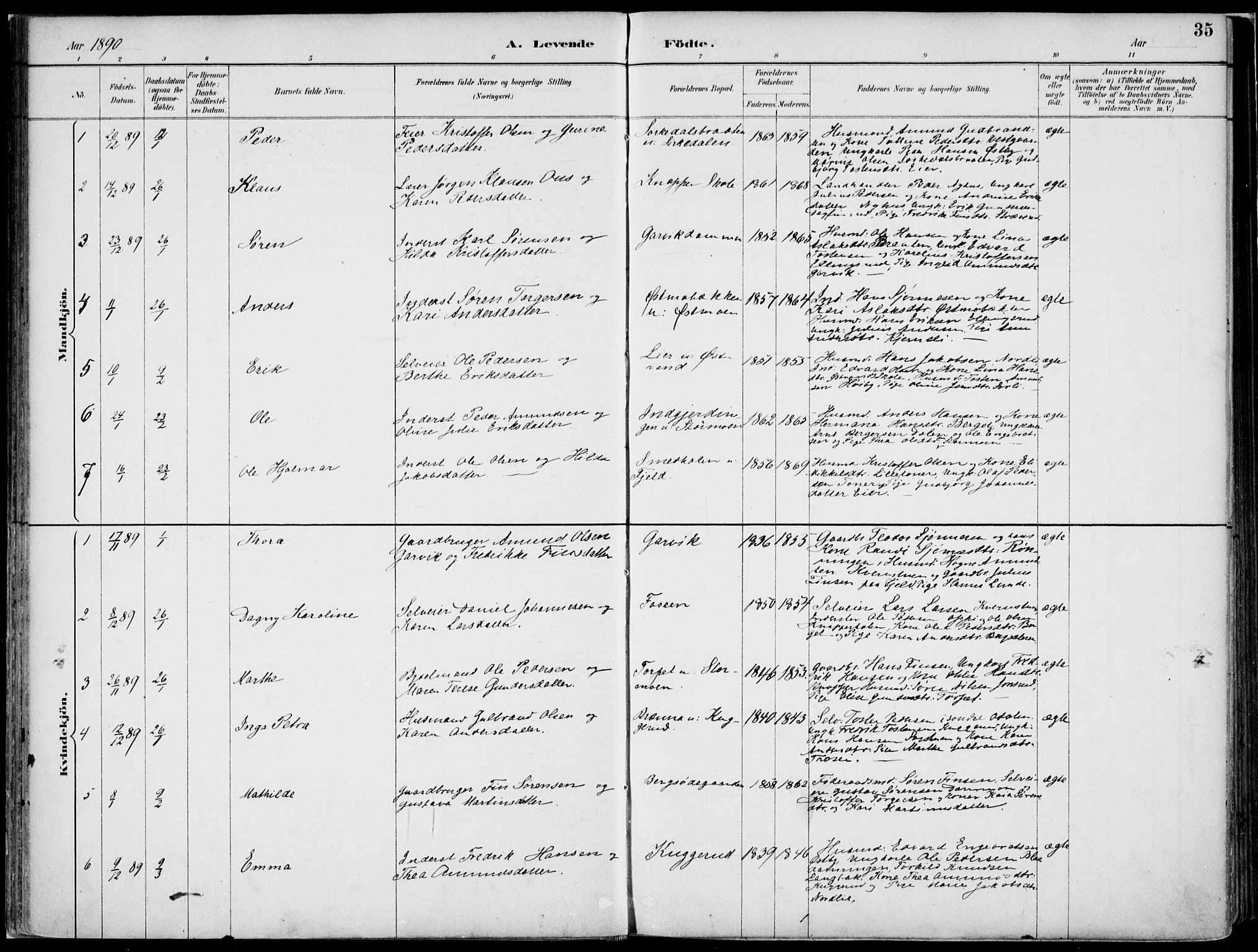 Nord-Odal prestekontor, AV/SAH-PREST-032/H/Ha/Haa/L0008: Parish register (official) no. 8, 1886-1901, p. 35