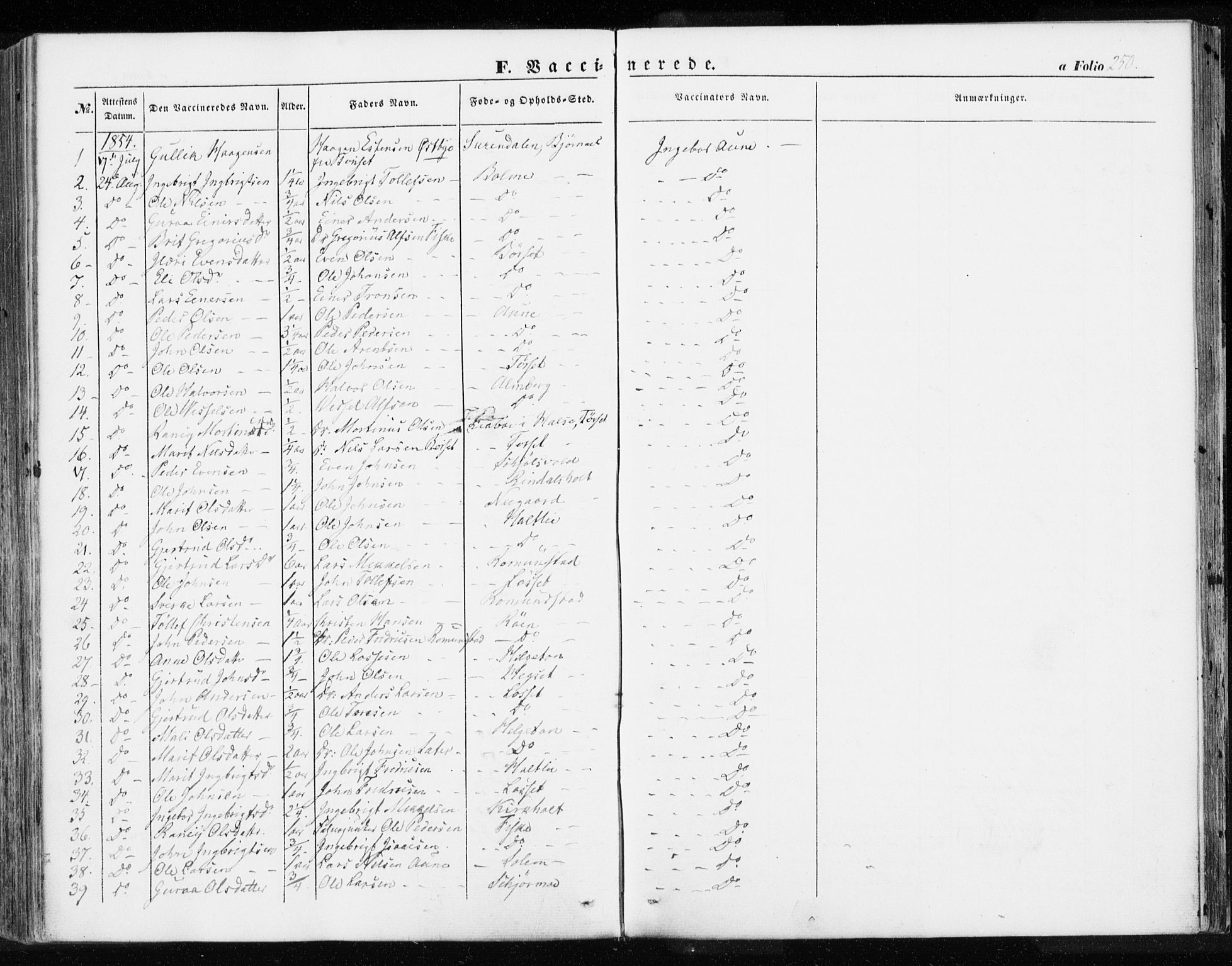 Ministerialprotokoller, klokkerbøker og fødselsregistre - Møre og Romsdal, SAT/A-1454/595/L1044: Parish register (official) no. 595A06, 1852-1863, p. 250