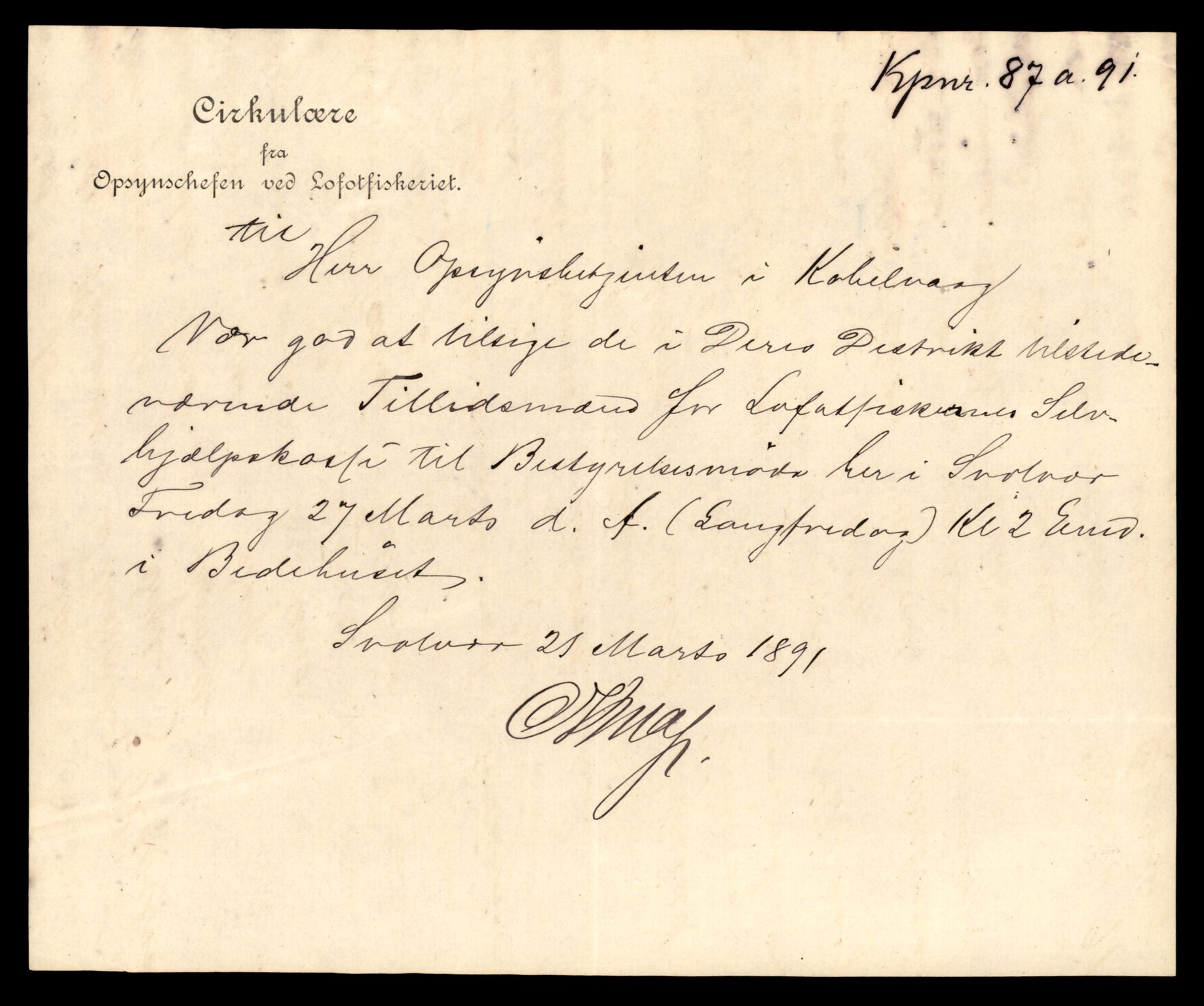 Oppsynssjefen ved Lofotfisket, AV/SAT-A-6224/D/L0178: Lofotfiskernes Selvhjelpskasse, 1880-1906, p. 397