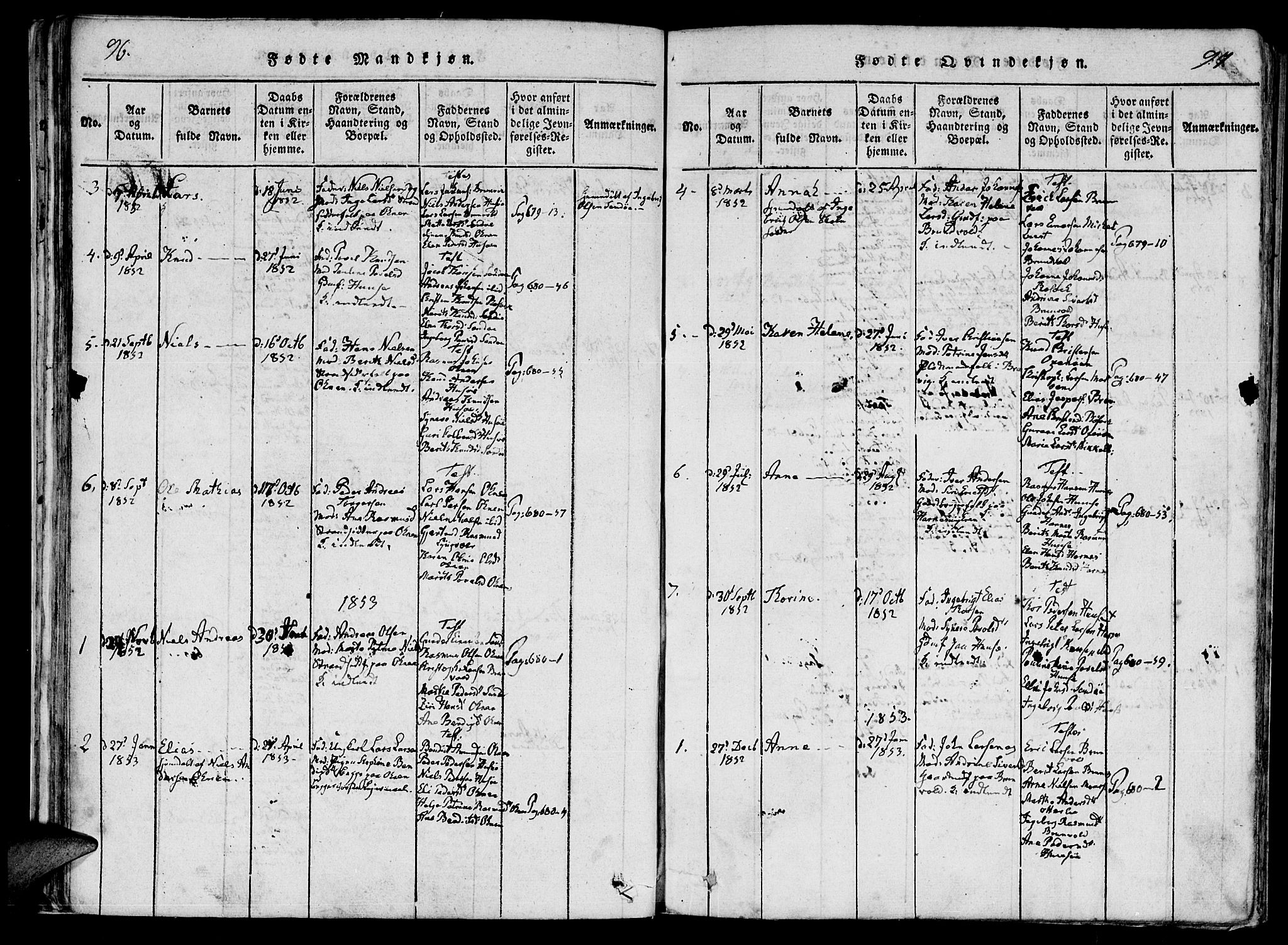 Ministerialprotokoller, klokkerbøker og fødselsregistre - Møre og Romsdal, AV/SAT-A-1454/561/L0727: Parish register (official) no. 561A01, 1817-1858, p. 96-97