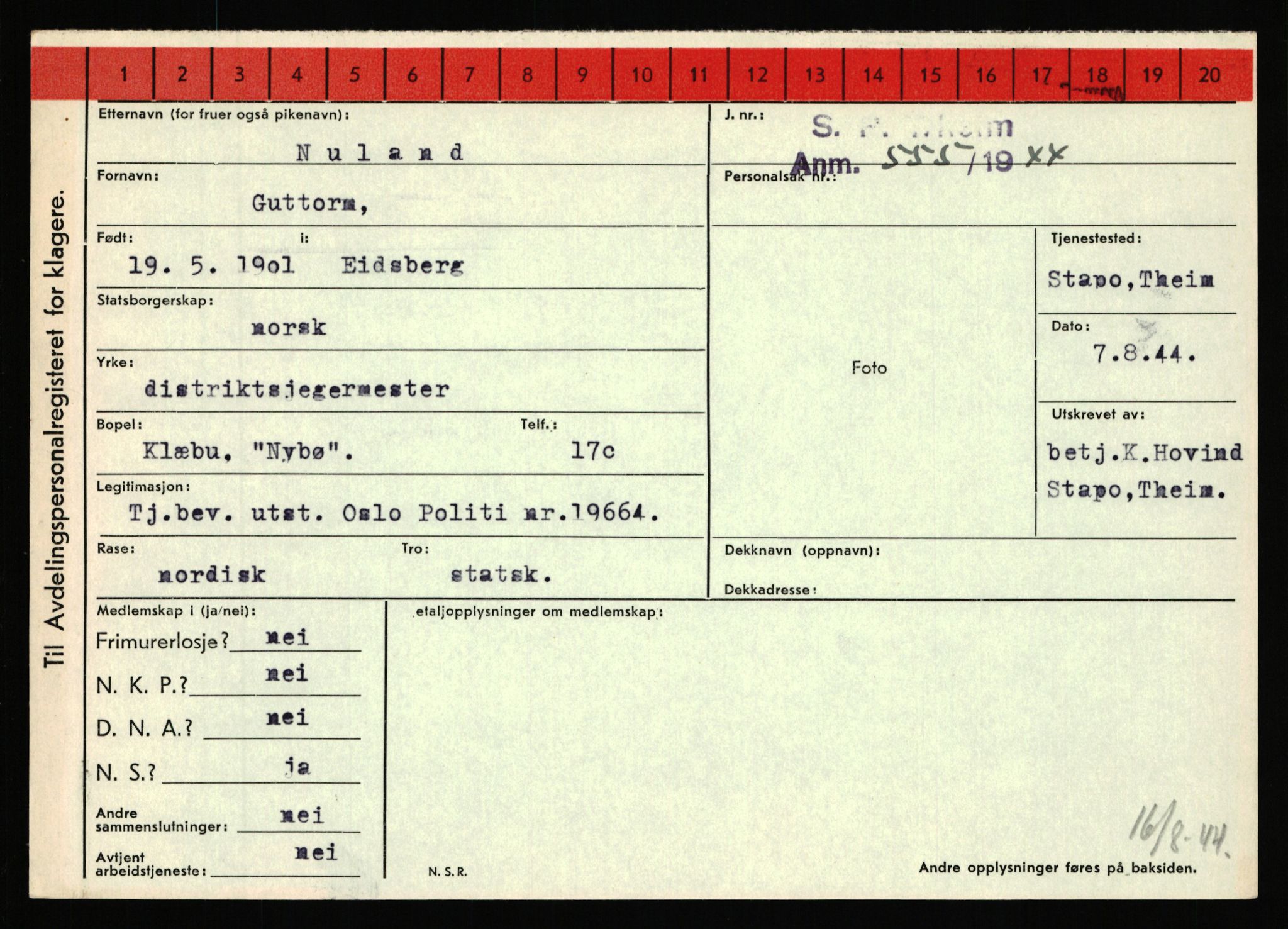 Statspolitiet - Hovedkontoret / Osloavdelingen, AV/RA-S-1329/C/Ca/L0011: Molberg - Nøstvold, 1943-1945, p. 4406