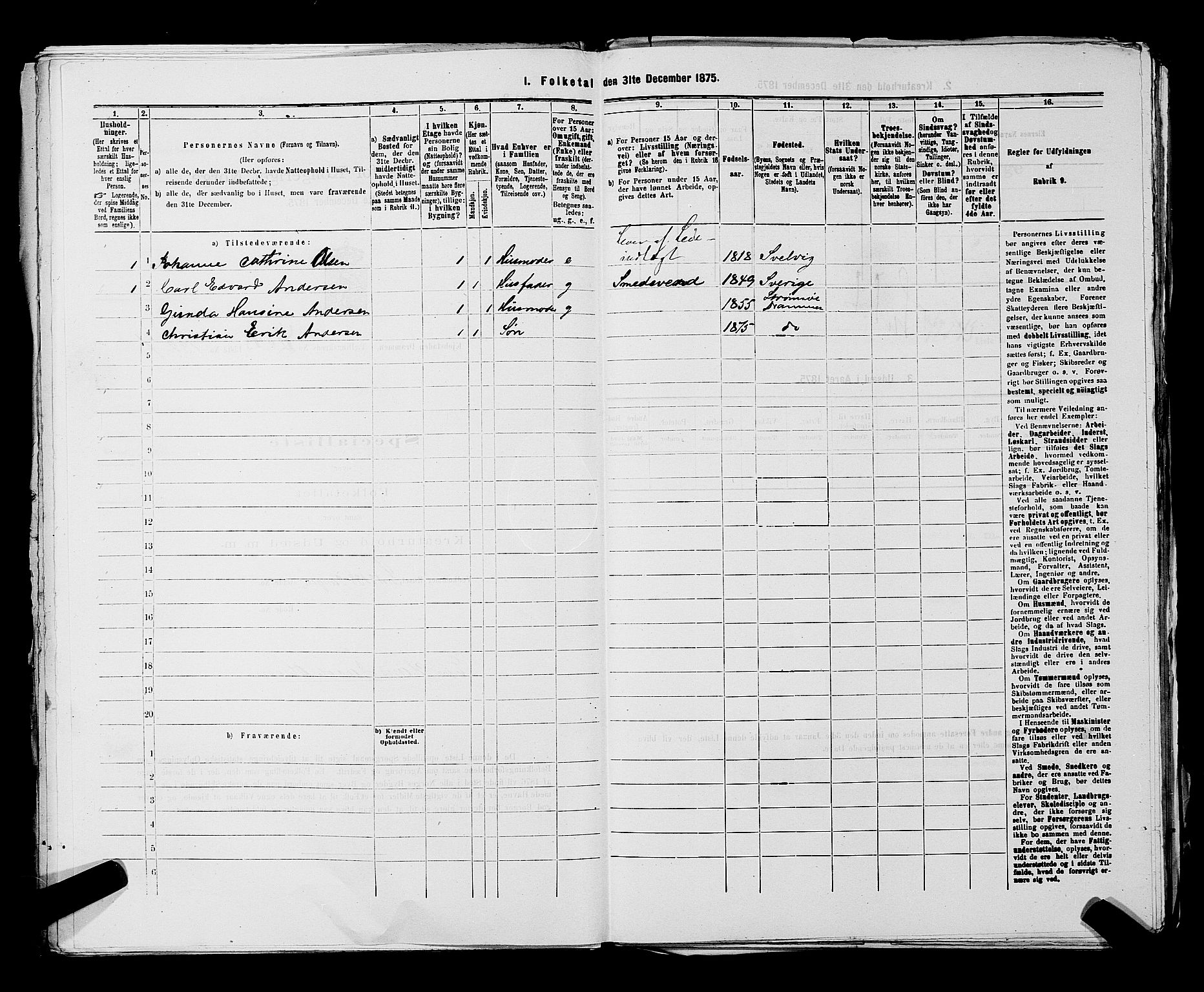SAKO, 1875 census for 0602 Drammen, 1875, p. 3601