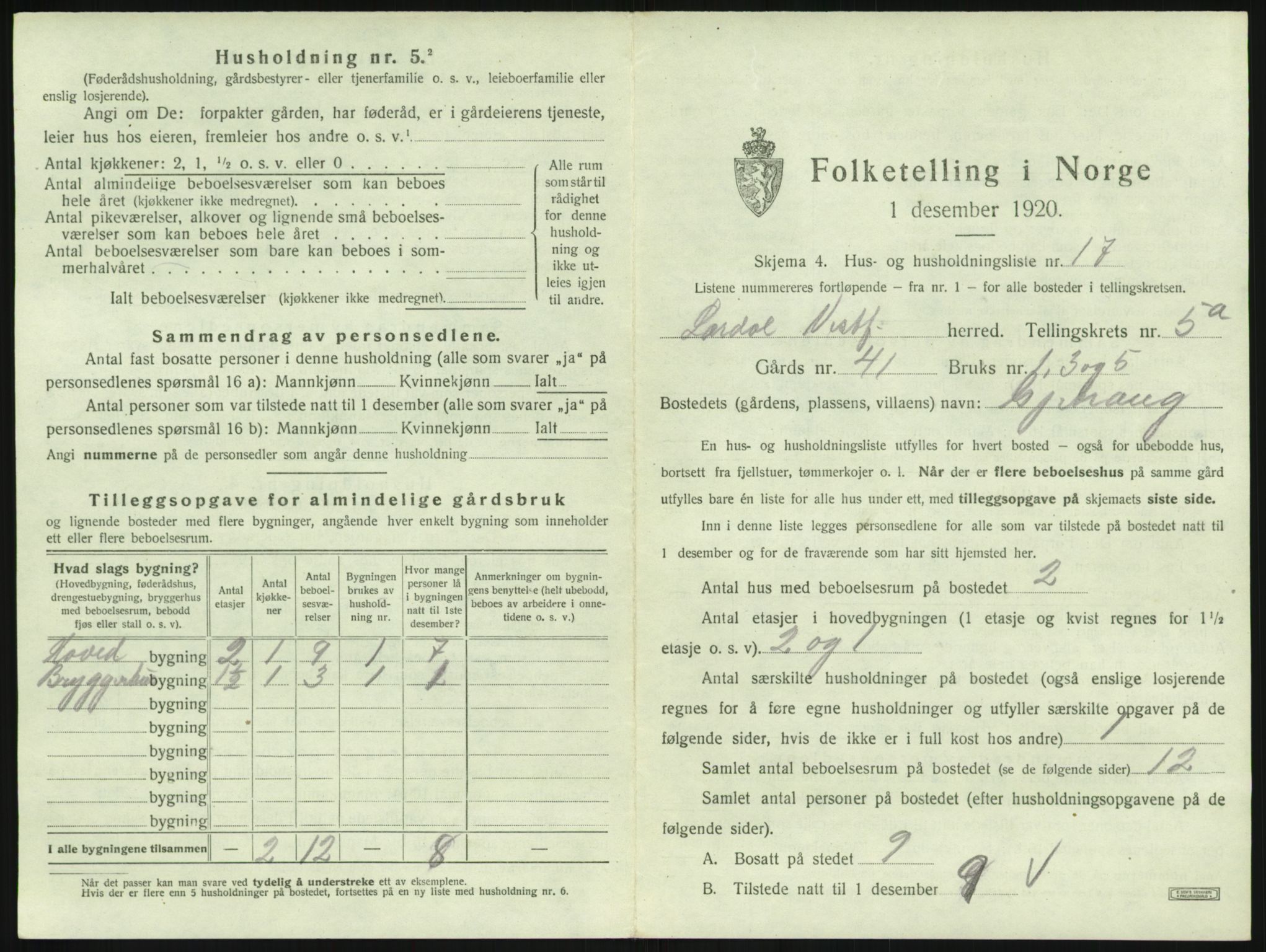SAKO, 1920 census for Lardal, 1920, p. 713