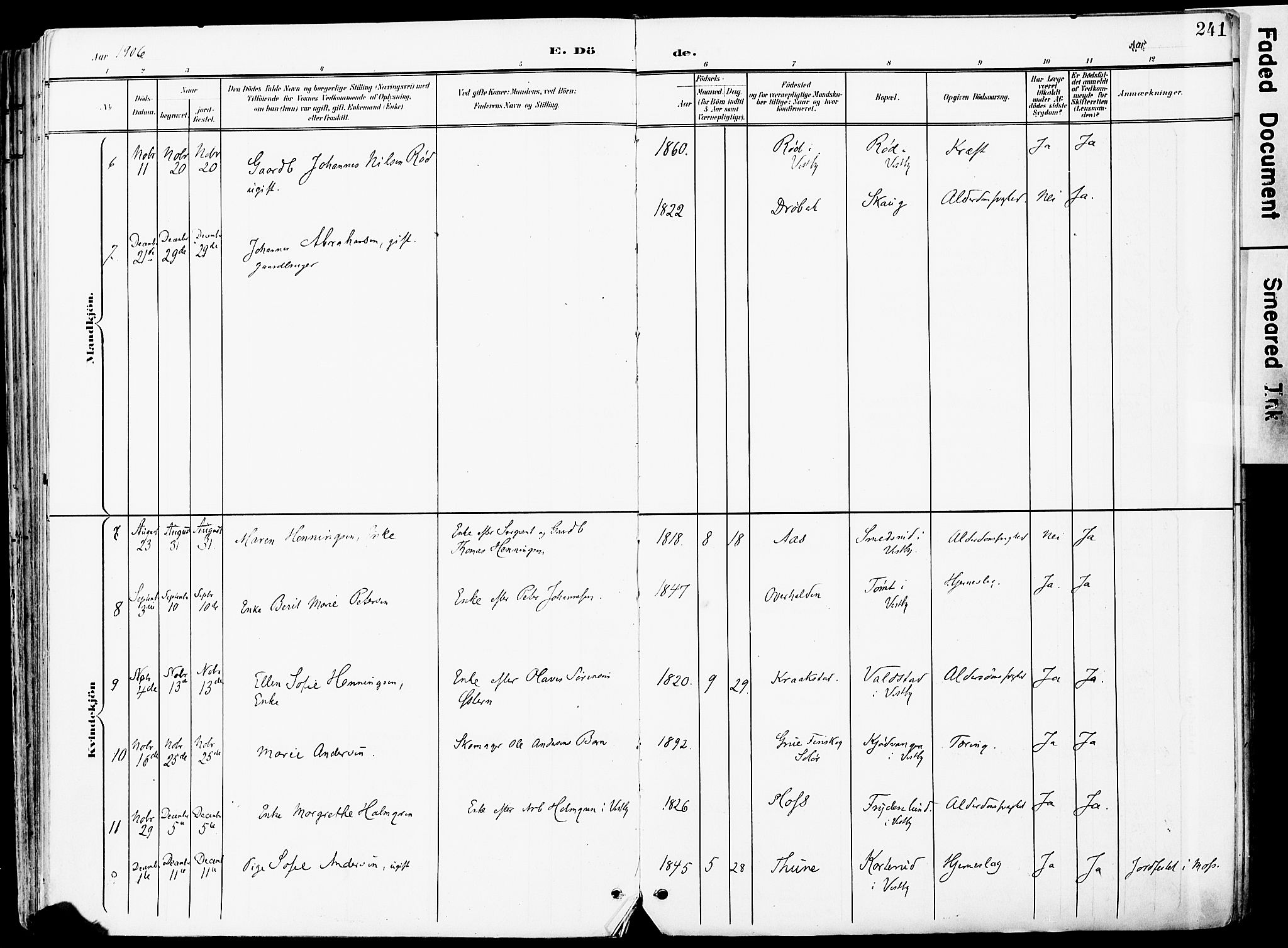 Vestby prestekontor Kirkebøker, SAO/A-10893/F/Fa/L0010: Parish register (official) no. I 10, 1900-1926, p. 241