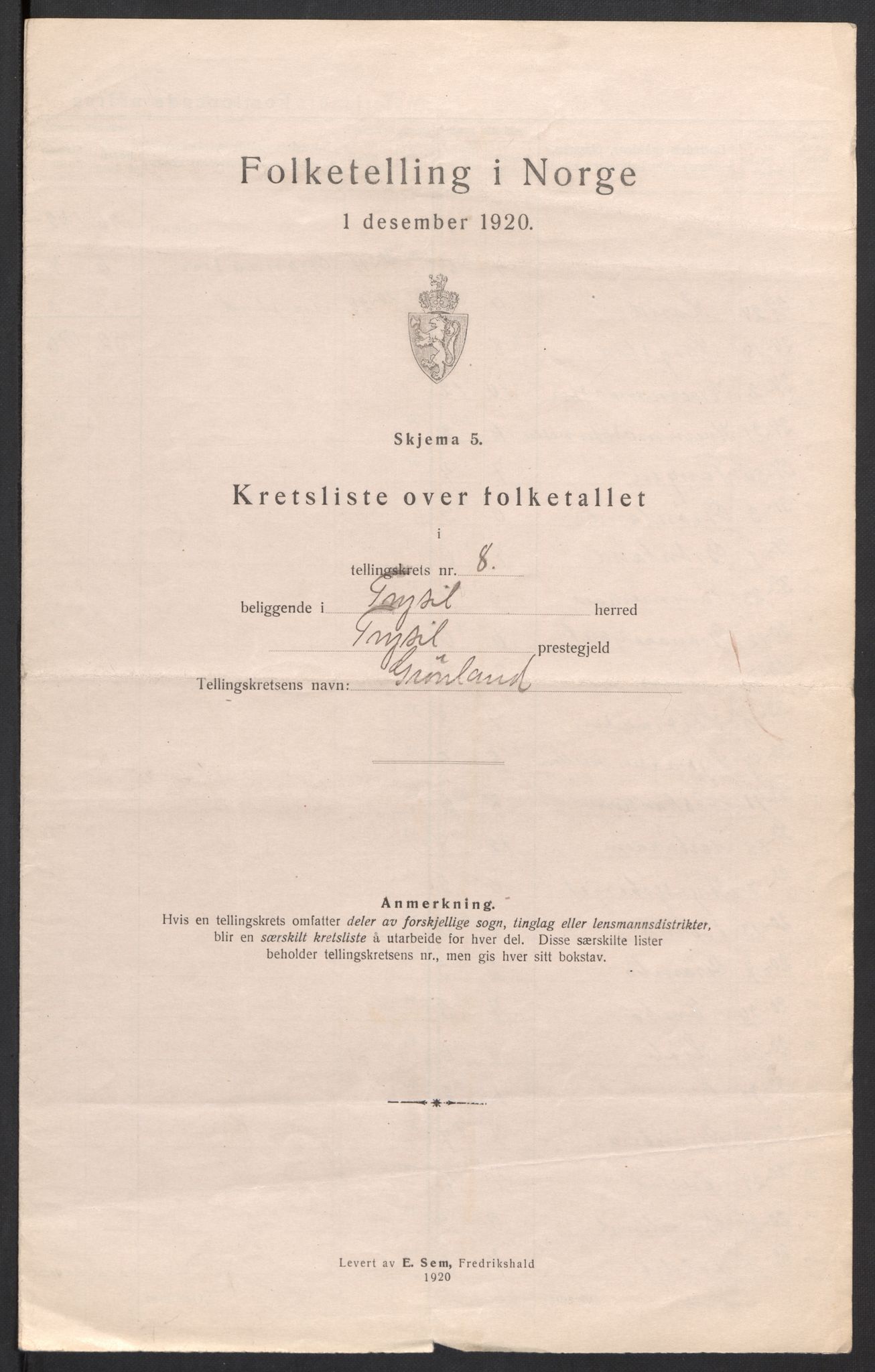 SAH, 1920 census for Trysil, 1920, p. 27