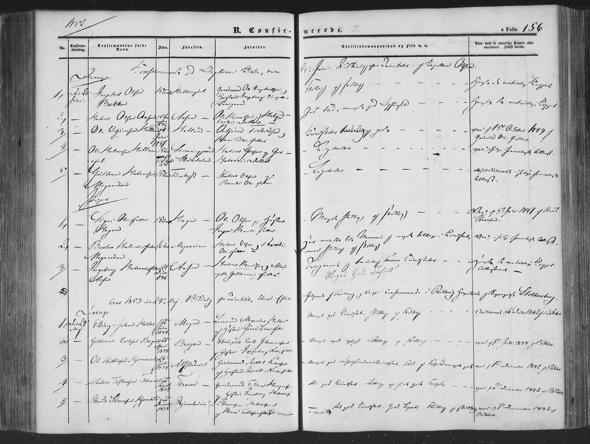 Rollag kirkebøker, SAKO/A-240/F/Fa/L0008: Parish register (official) no. I 8, 1847-1860, p. 156