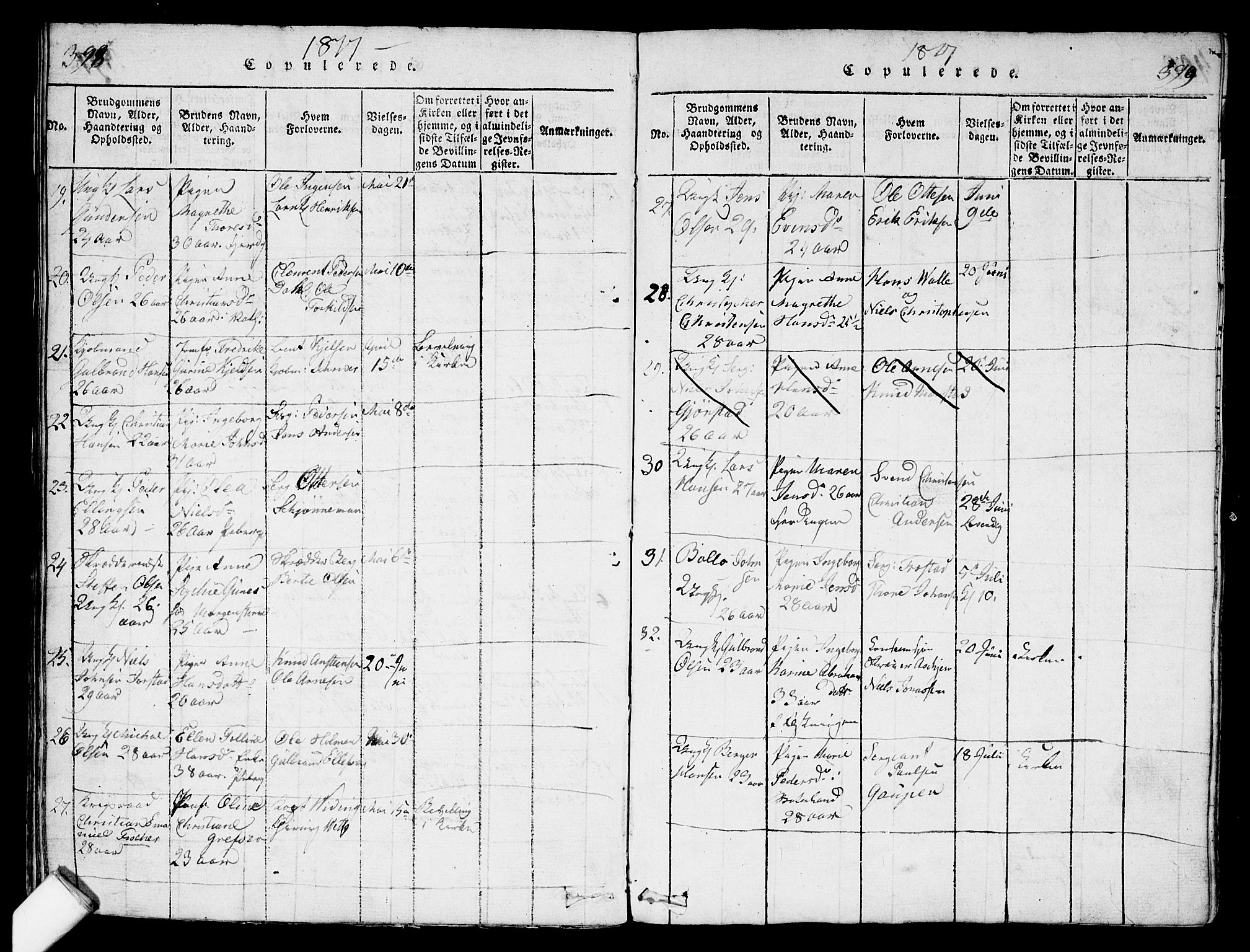 Garnisonsmenigheten Kirkebøker, AV/SAO-A-10846/G/Ga/L0003: Parish register (copy) no. 3, 1815-1819, p. 398-399