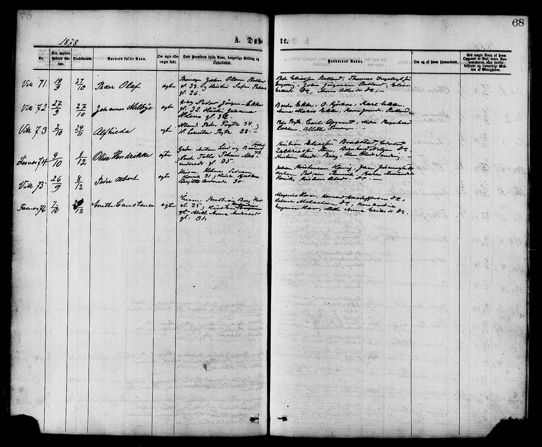 Ministerialprotokoller, klokkerbøker og fødselsregistre - Nord-Trøndelag, SAT/A-1458/773/L0616: Parish register (official) no. 773A07, 1870-1887, p. 68