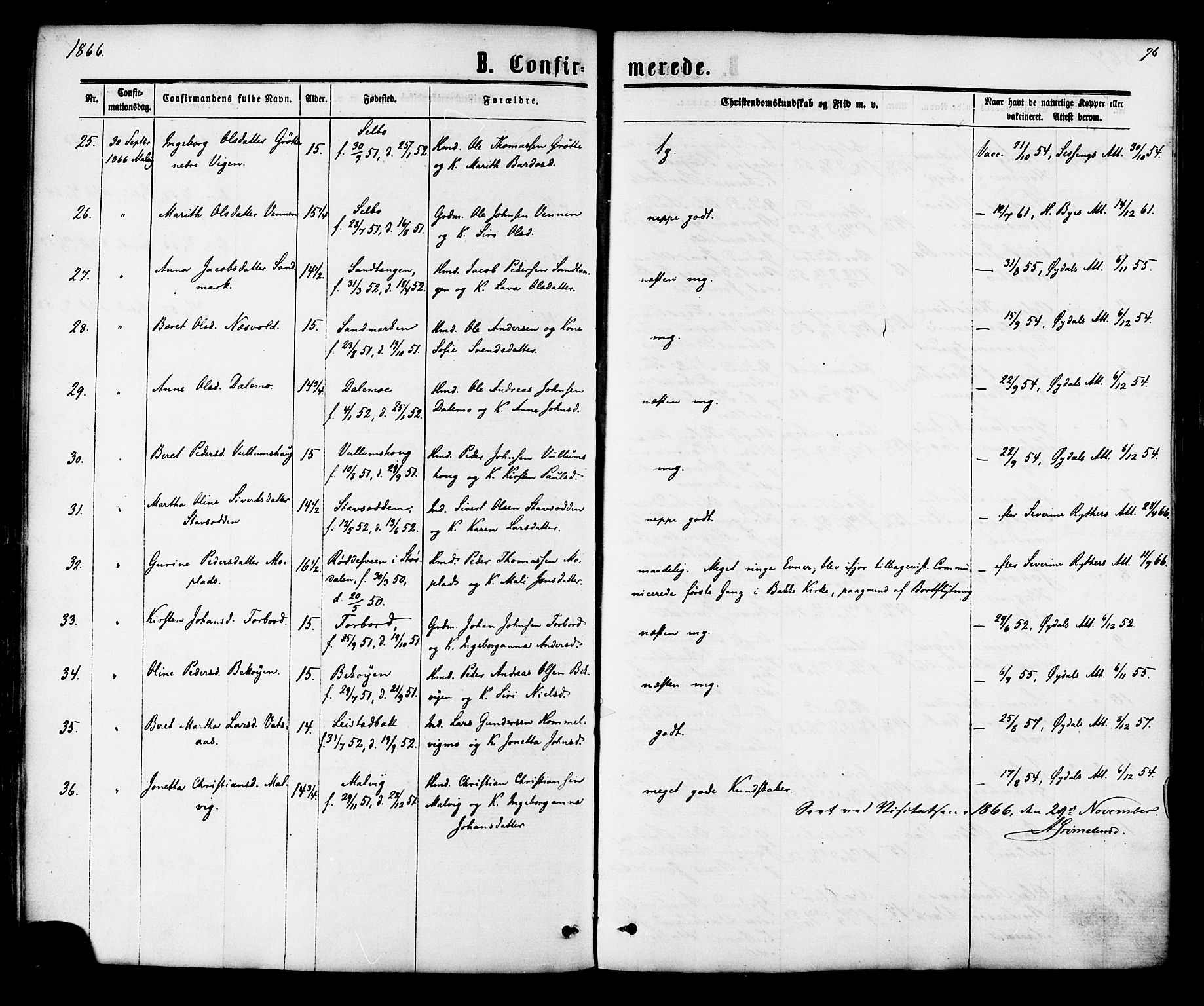Ministerialprotokoller, klokkerbøker og fødselsregistre - Sør-Trøndelag, SAT/A-1456/616/L0409: Parish register (official) no. 616A06, 1865-1877, p. 96