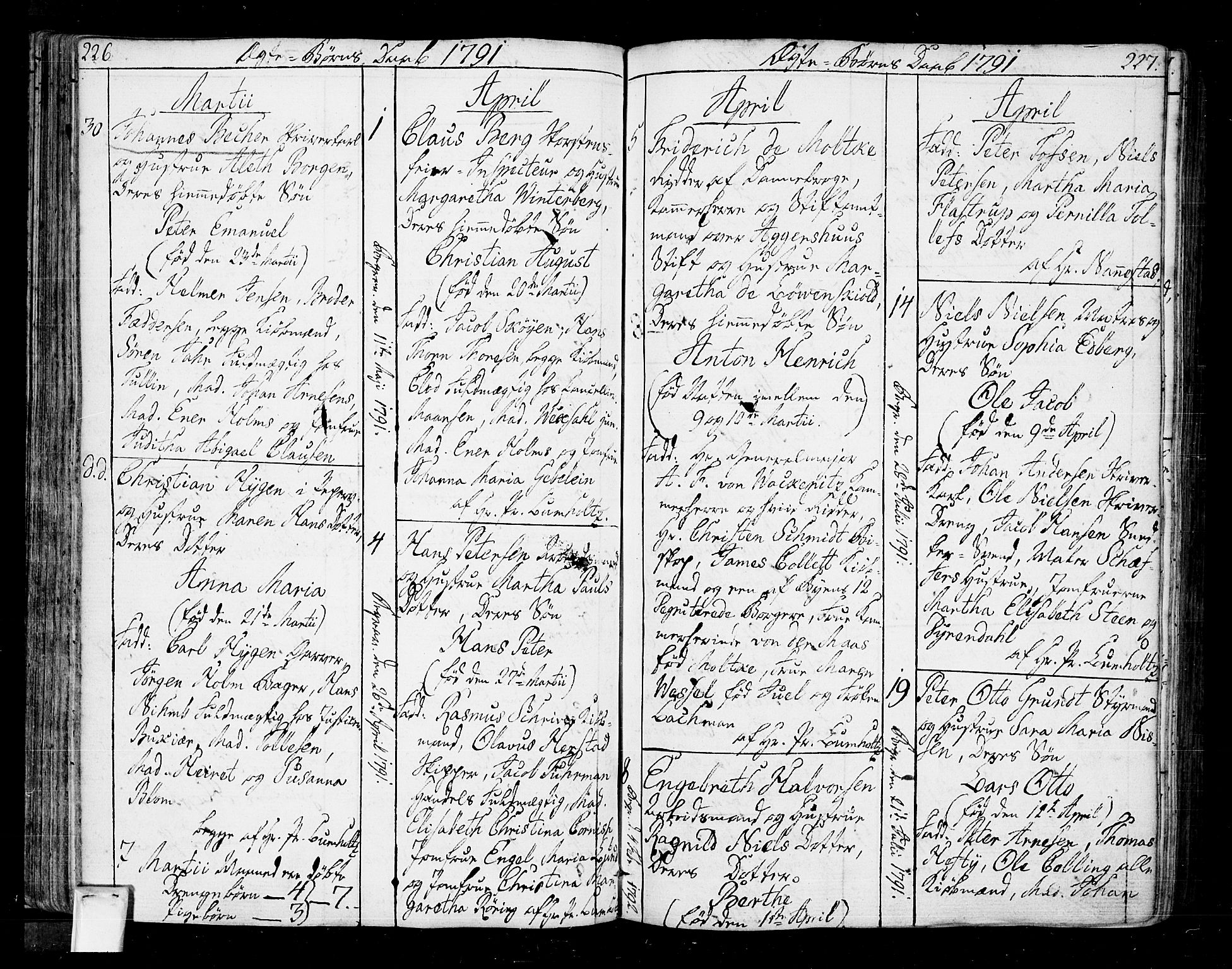 Oslo domkirke Kirkebøker, SAO/A-10752/F/Fa/L0005: Parish register (official) no. 5, 1787-1806, p. 226-227