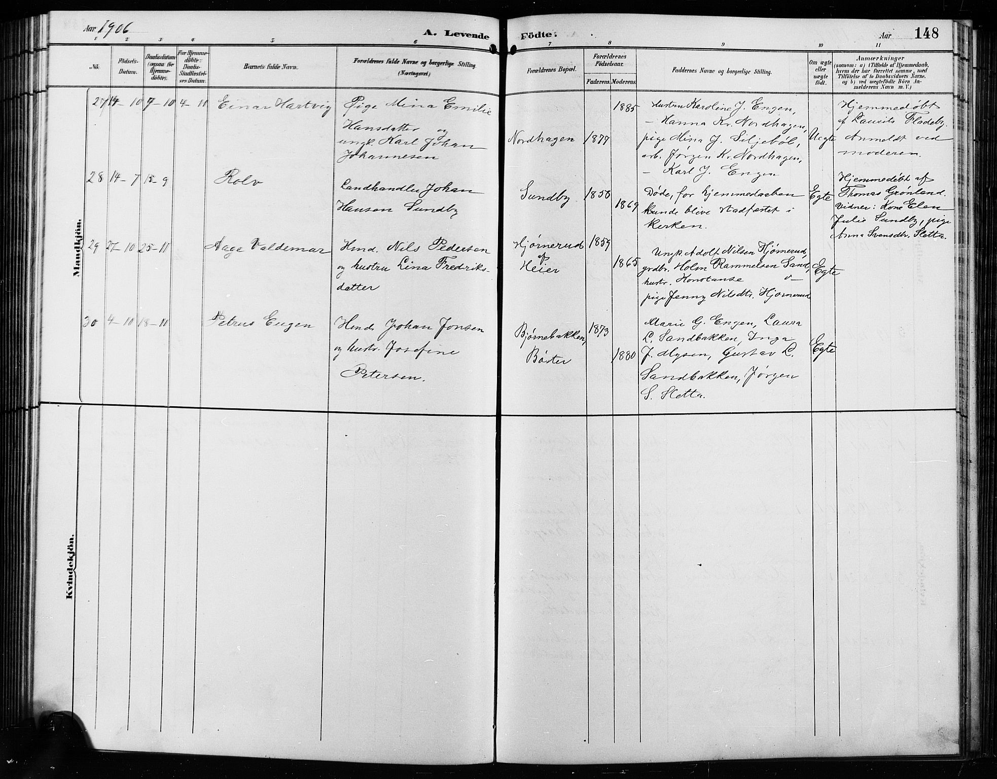 Enebakk prestekontor Kirkebøker, SAO/A-10171c/G/Ga/L0006: Parish register (copy) no. I 6, 1889-1911, p. 148