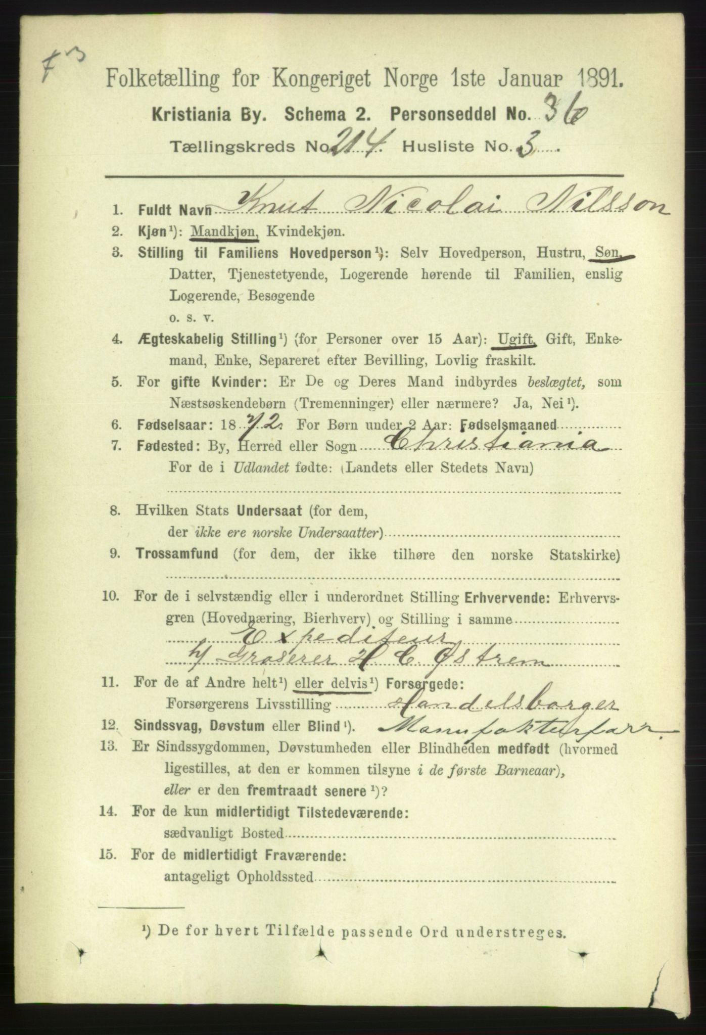 RA, 1891 census for 0301 Kristiania, 1891, p. 127349