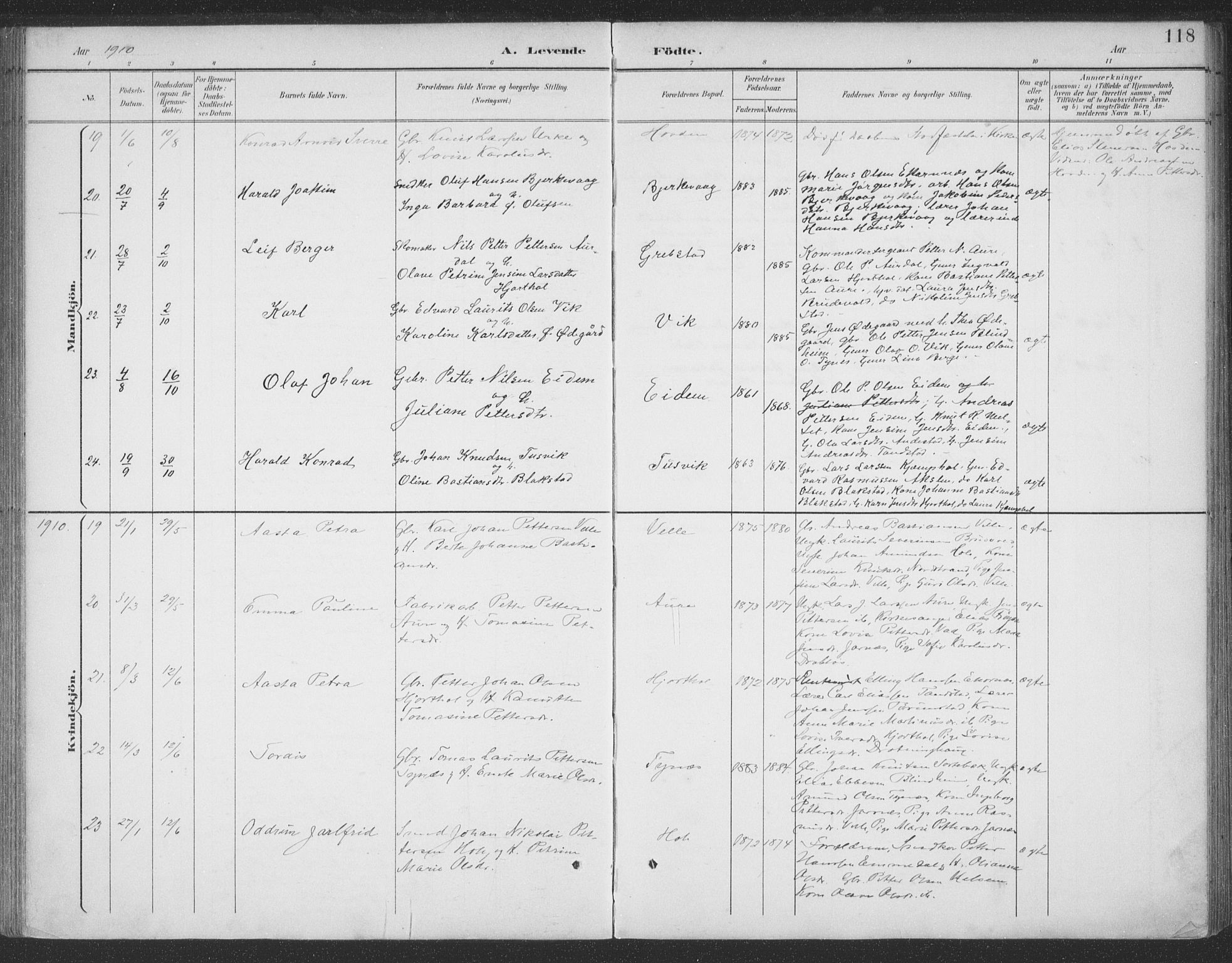 Ministerialprotokoller, klokkerbøker og fødselsregistre - Møre og Romsdal, SAT/A-1454/523/L0335: Parish register (official) no. 523A02, 1891-1911, p. 118