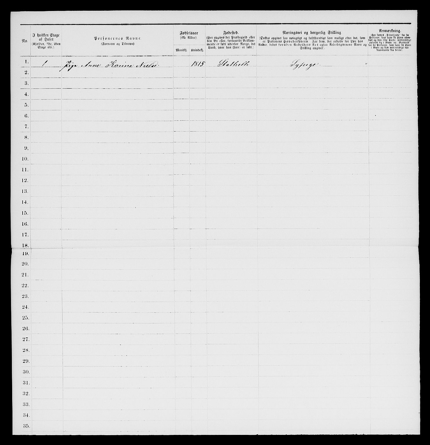 SAKO, 1885 census for 0803 Stathelle, 1885, p. 76