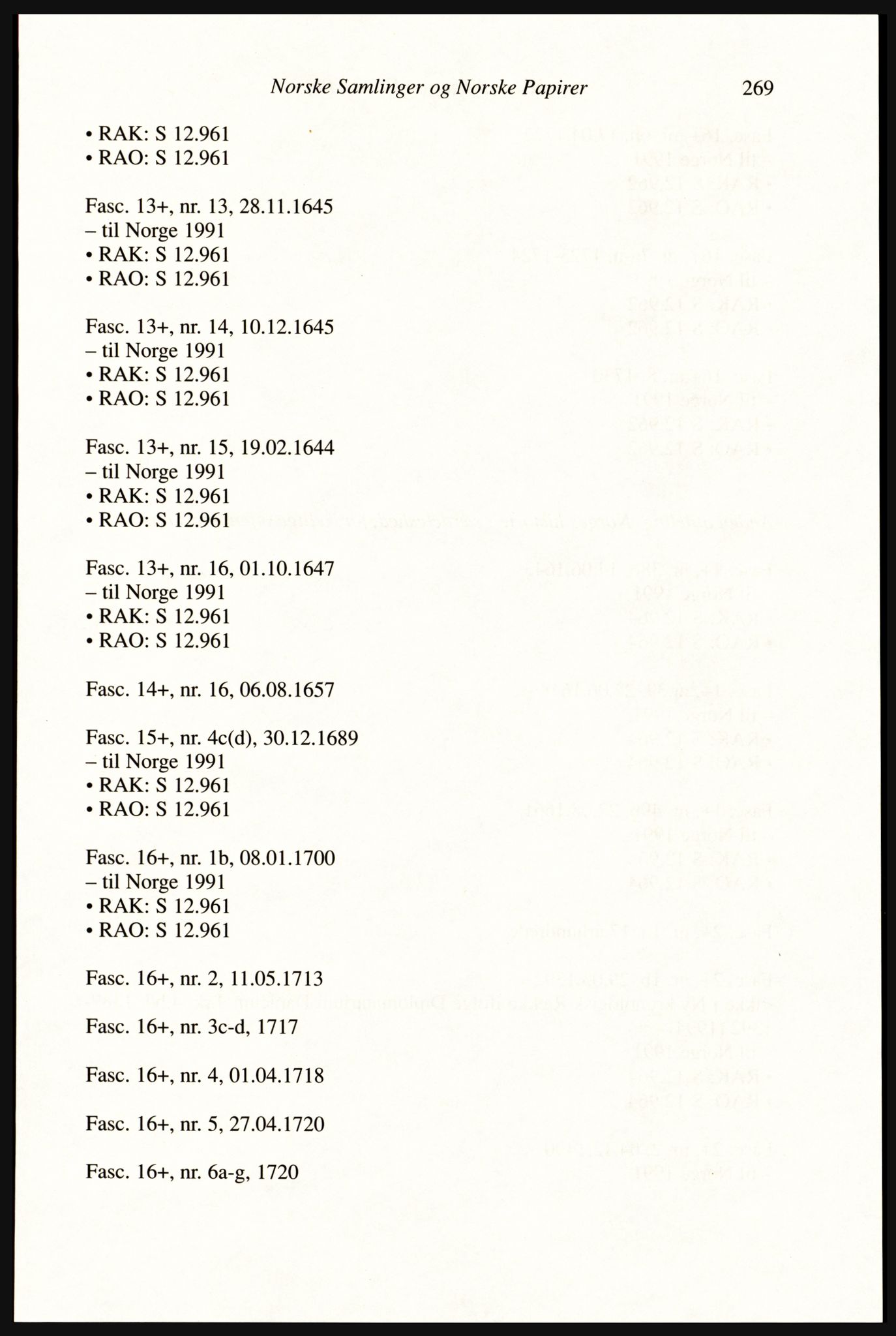 Publikasjoner utgitt av Arkivverket, PUBL/PUBL-001/A/0002: Erik Gøbel: NOREG, Tværregistratur over norgesrelevant materiale i Rigsarkivet i København (2000), 2000, p. 271