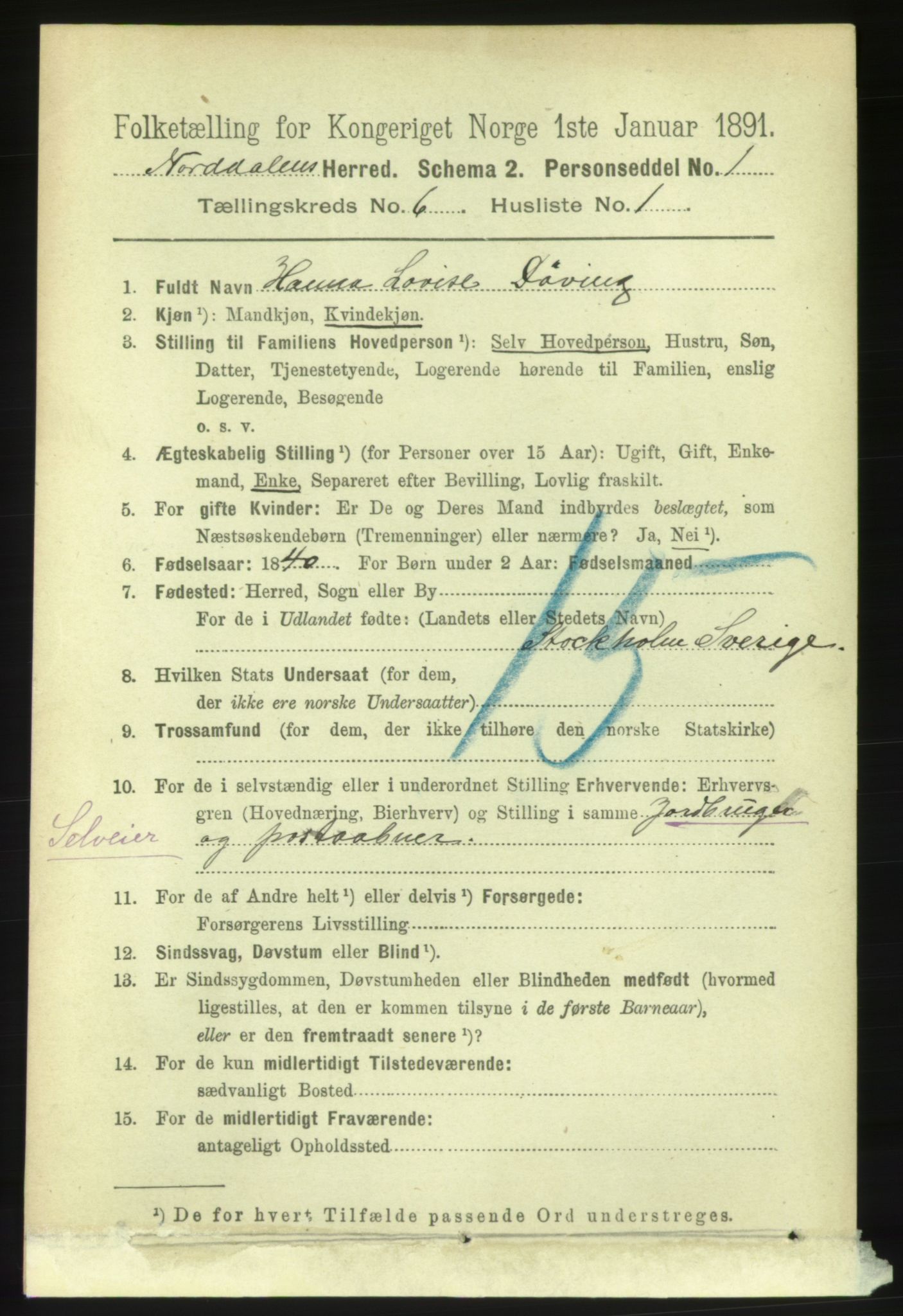 RA, 1891 census for 1524 Norddal, 1891, p. 1169