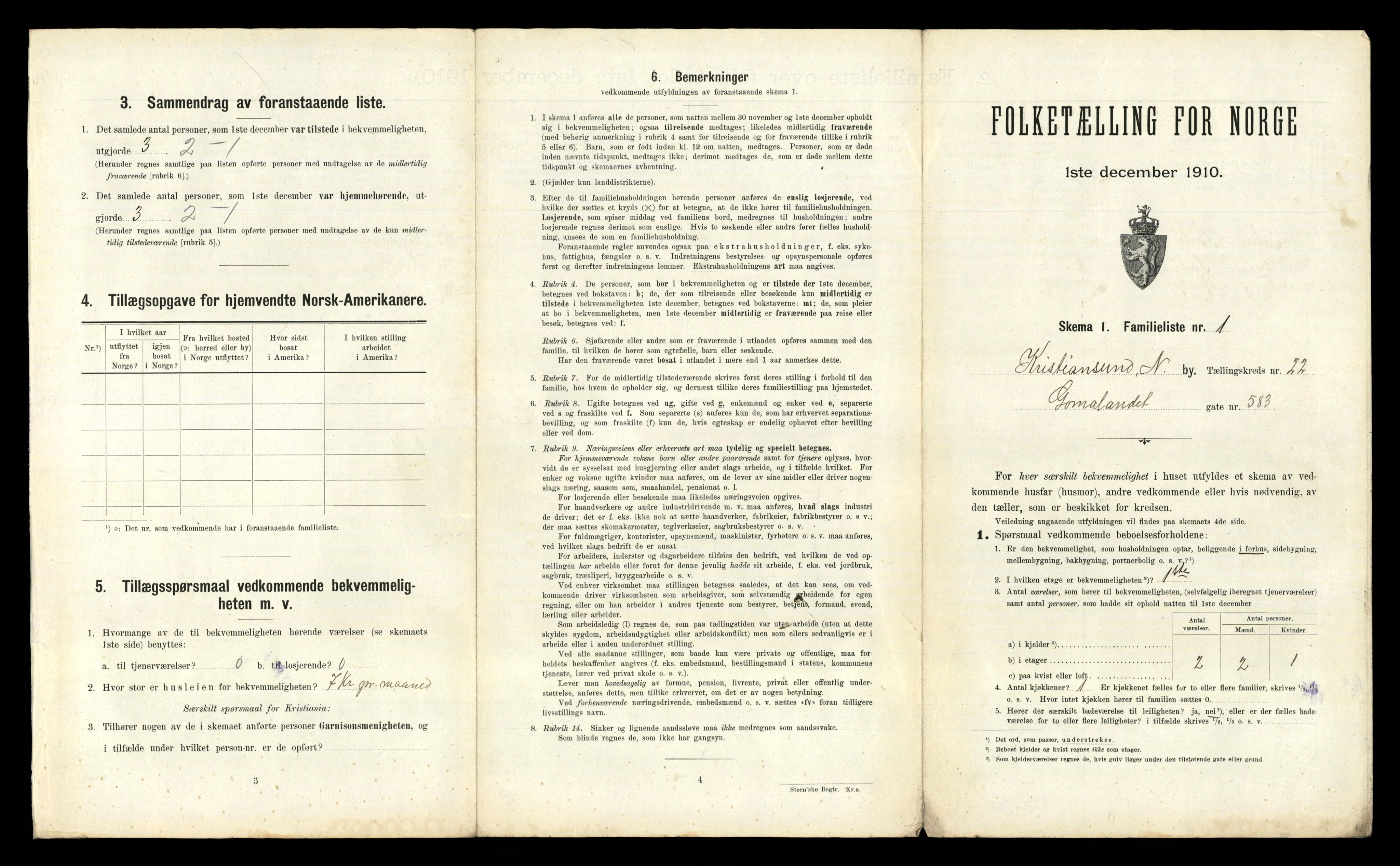 RA, 1910 census for Kristiansund, 1910, p. 7617