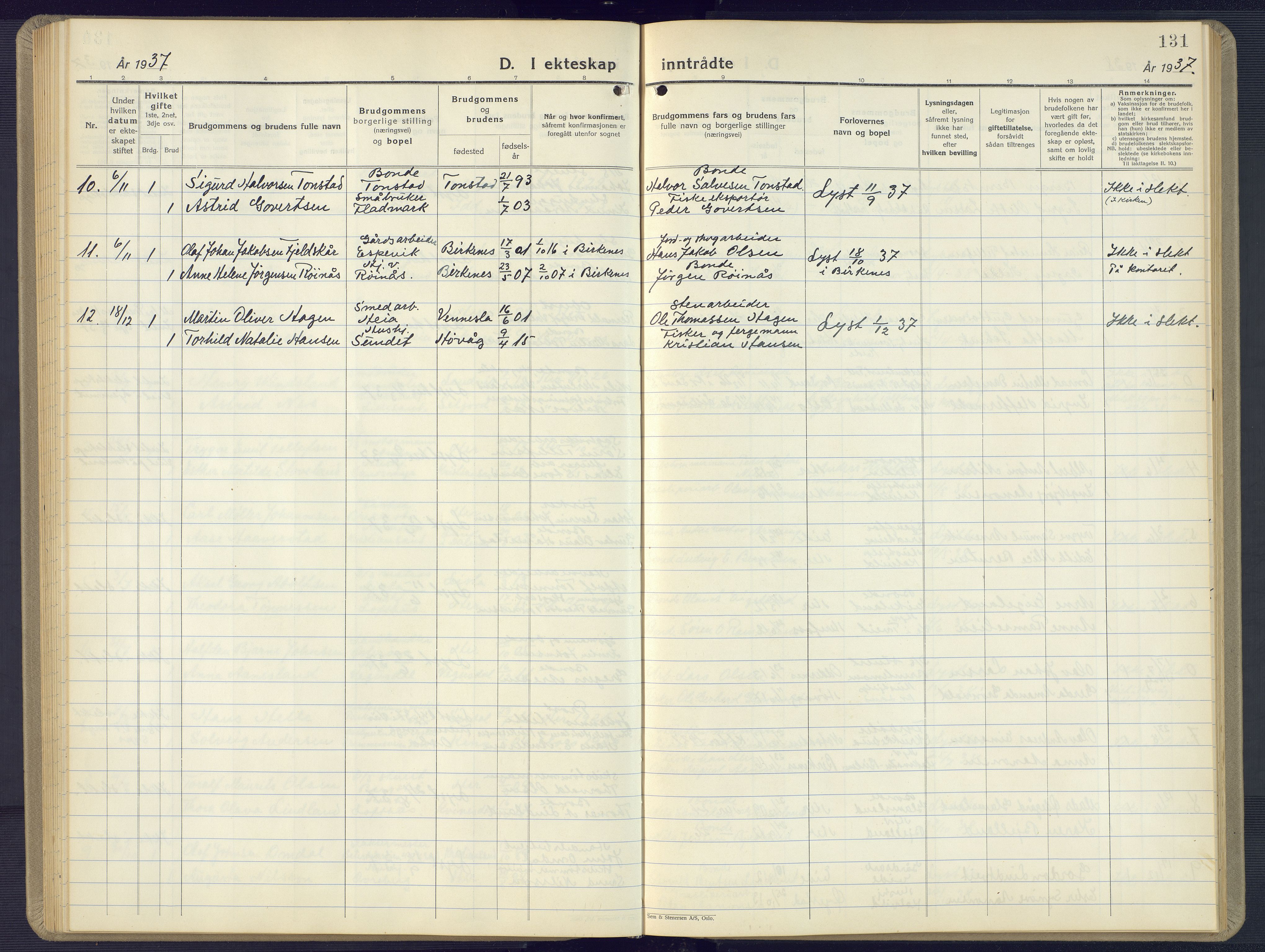 Vestre Moland sokneprestkontor, AV/SAK-1111-0046/F/Fb/Fbb/L0008: Parish register (copy) no. B 8, 1930-1966, p. 131