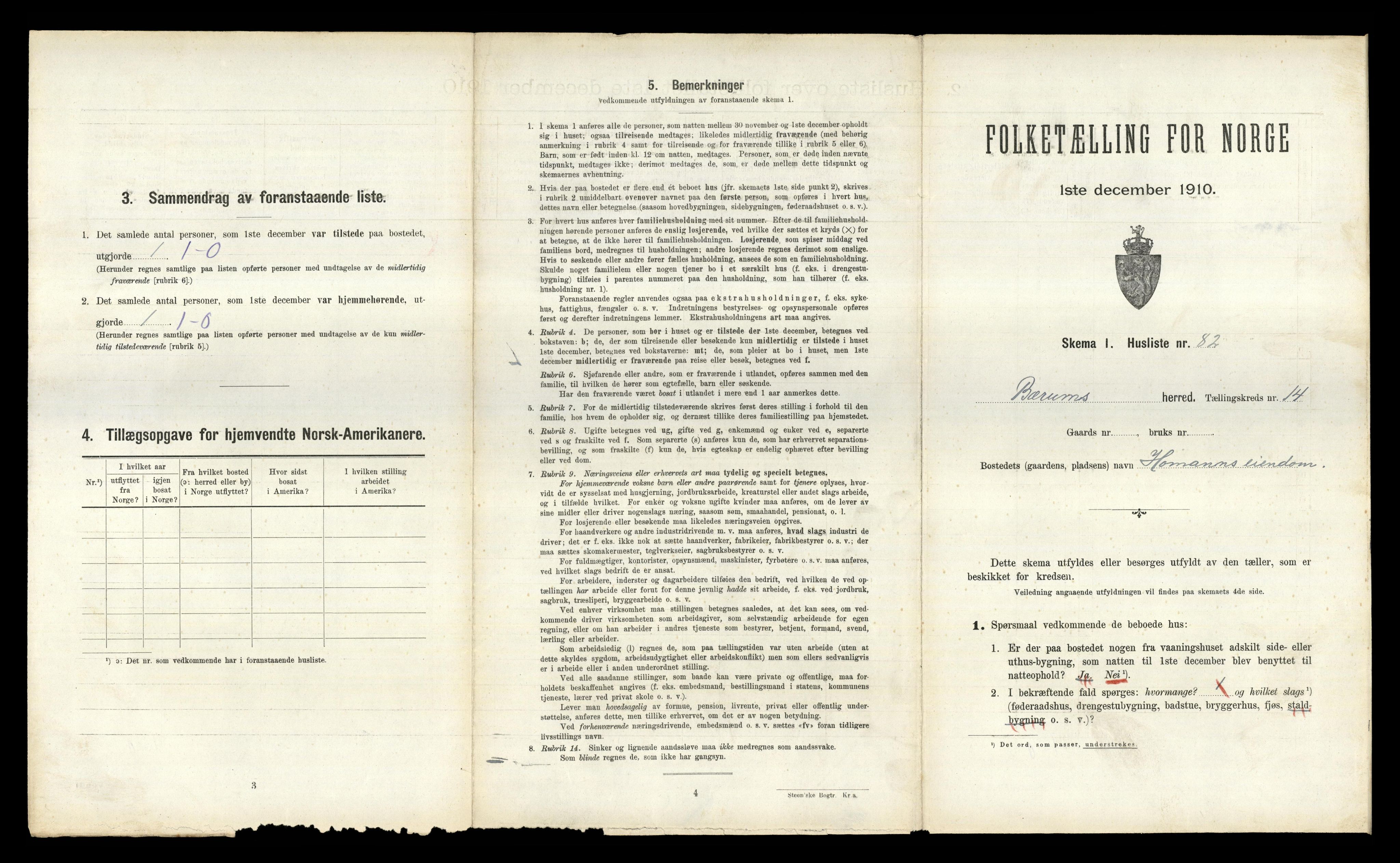 RA, 1910 census for Bærum, 1910, p. 2297