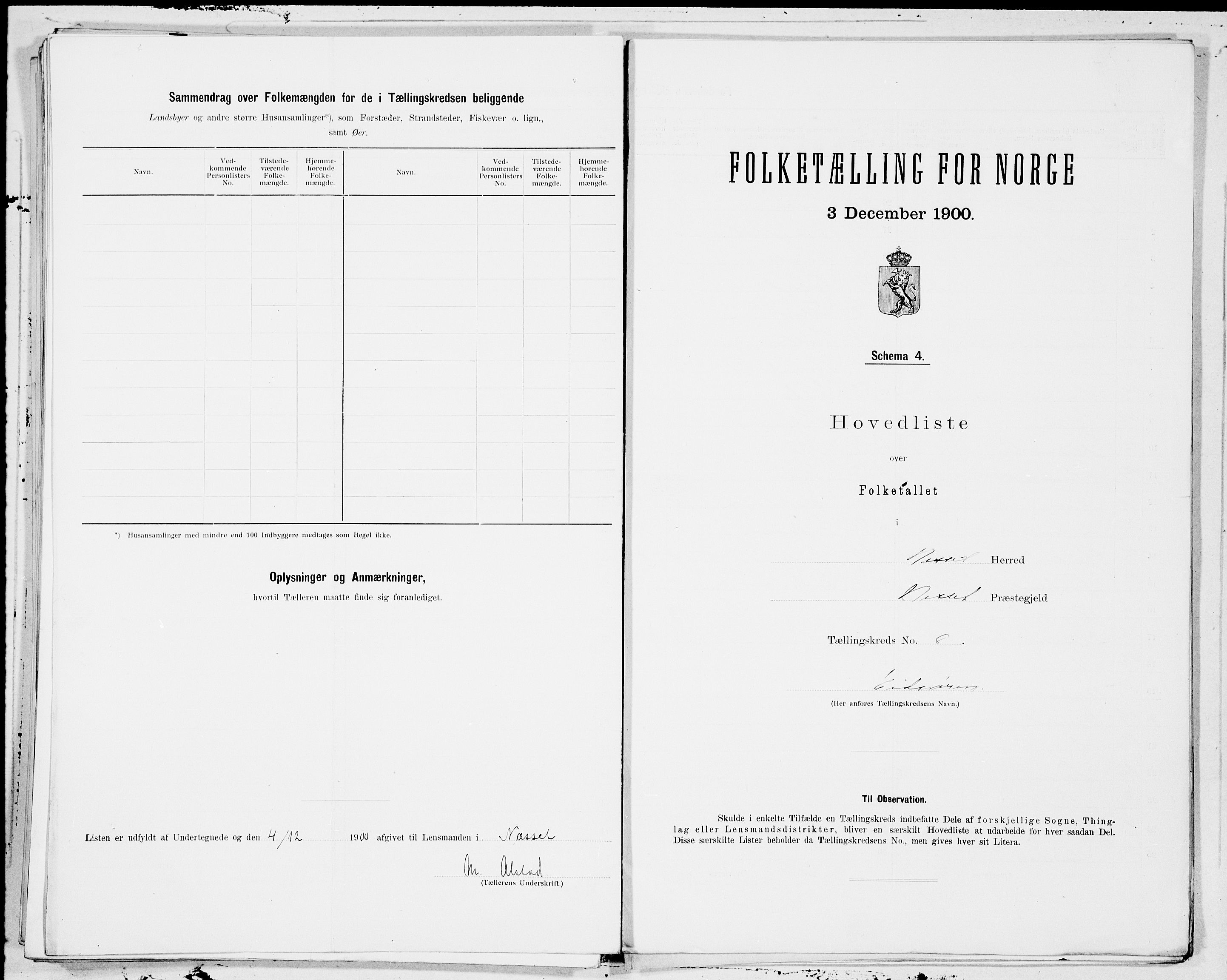 SAT, 1900 census for Nesset, 1900, p. 16