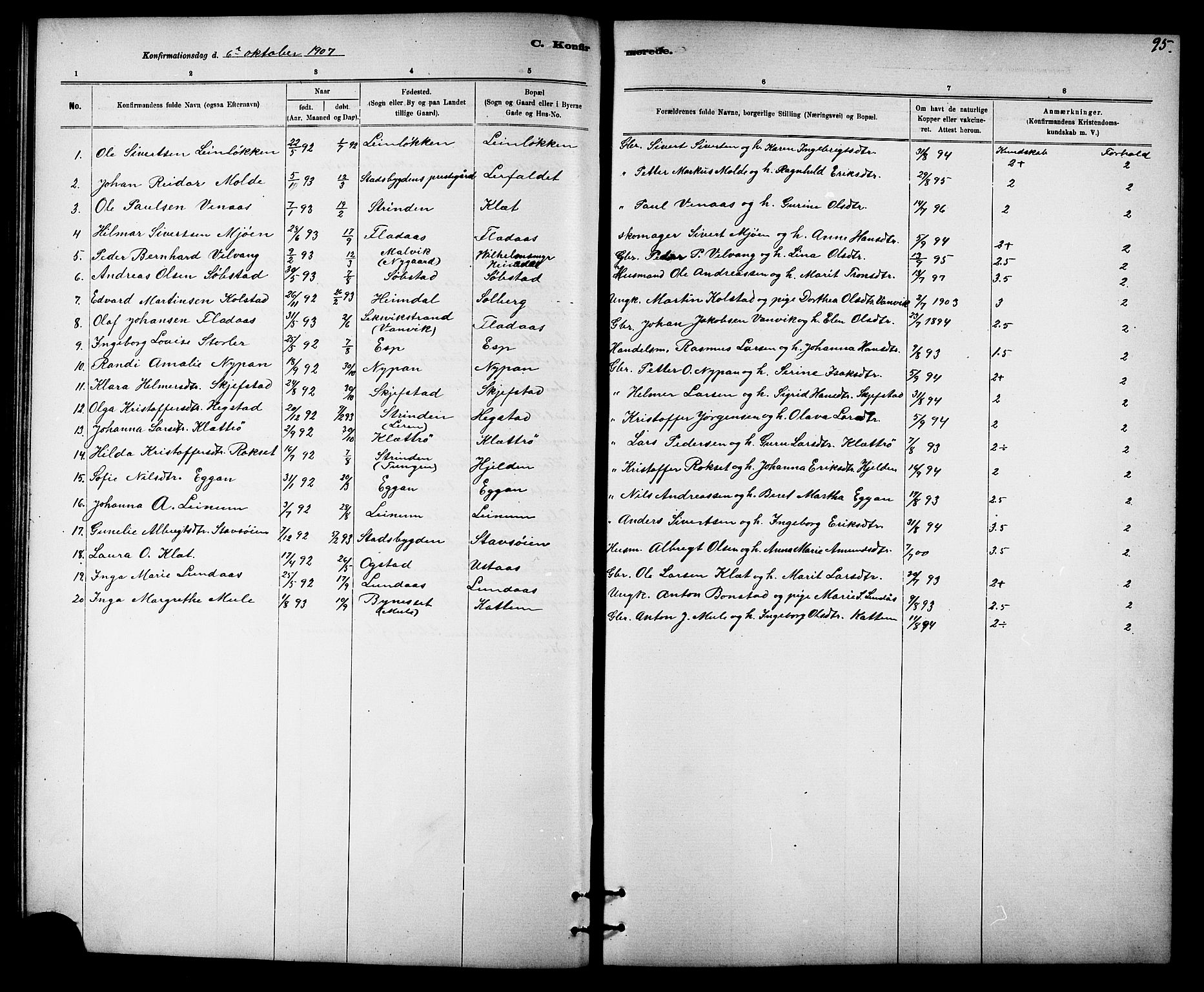 Ministerialprotokoller, klokkerbøker og fødselsregistre - Sør-Trøndelag, SAT/A-1456/613/L0395: Parish register (copy) no. 613C03, 1887-1909, p. 95