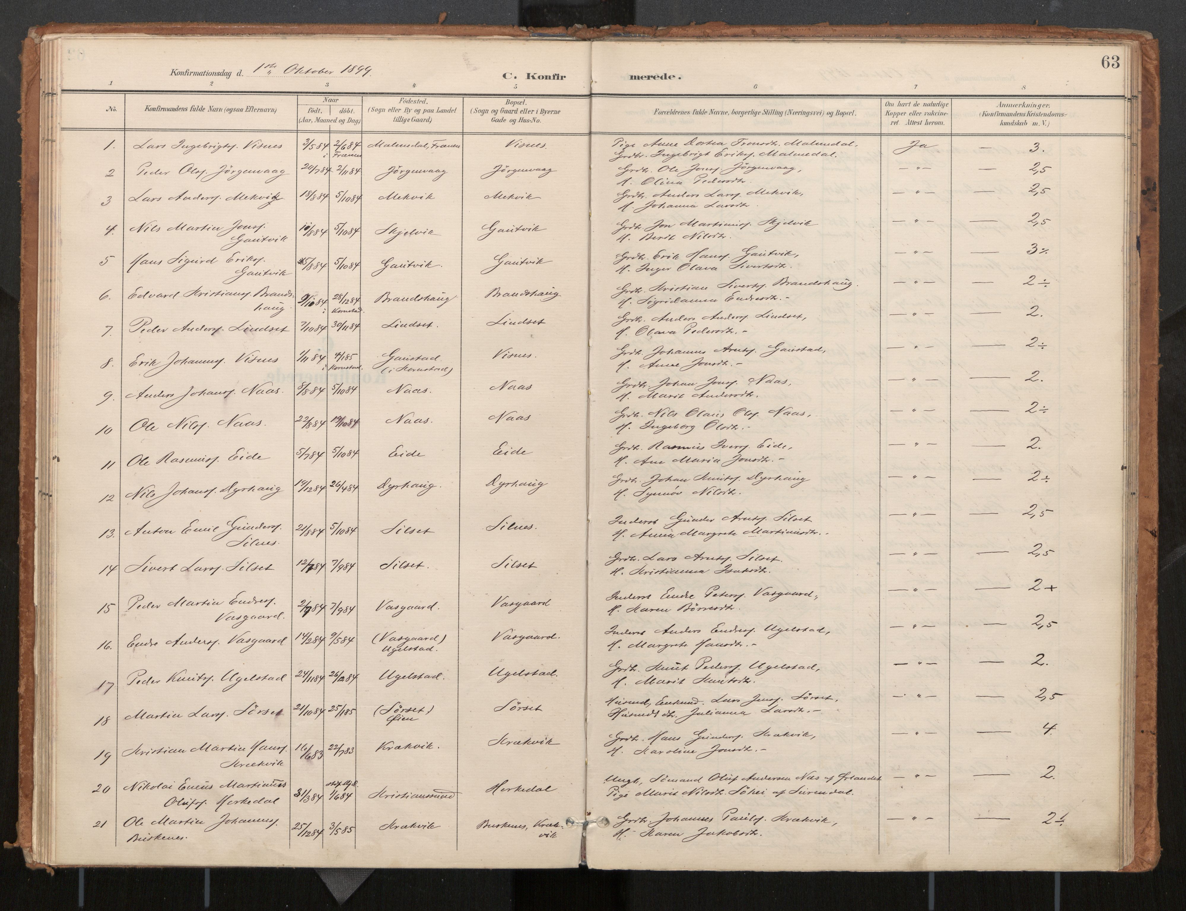Ministerialprotokoller, klokkerbøker og fødselsregistre - Møre og Romsdal, SAT/A-1454/571/L0836a: Parish register (official) no. 571A02, 1898-1910, p. 63