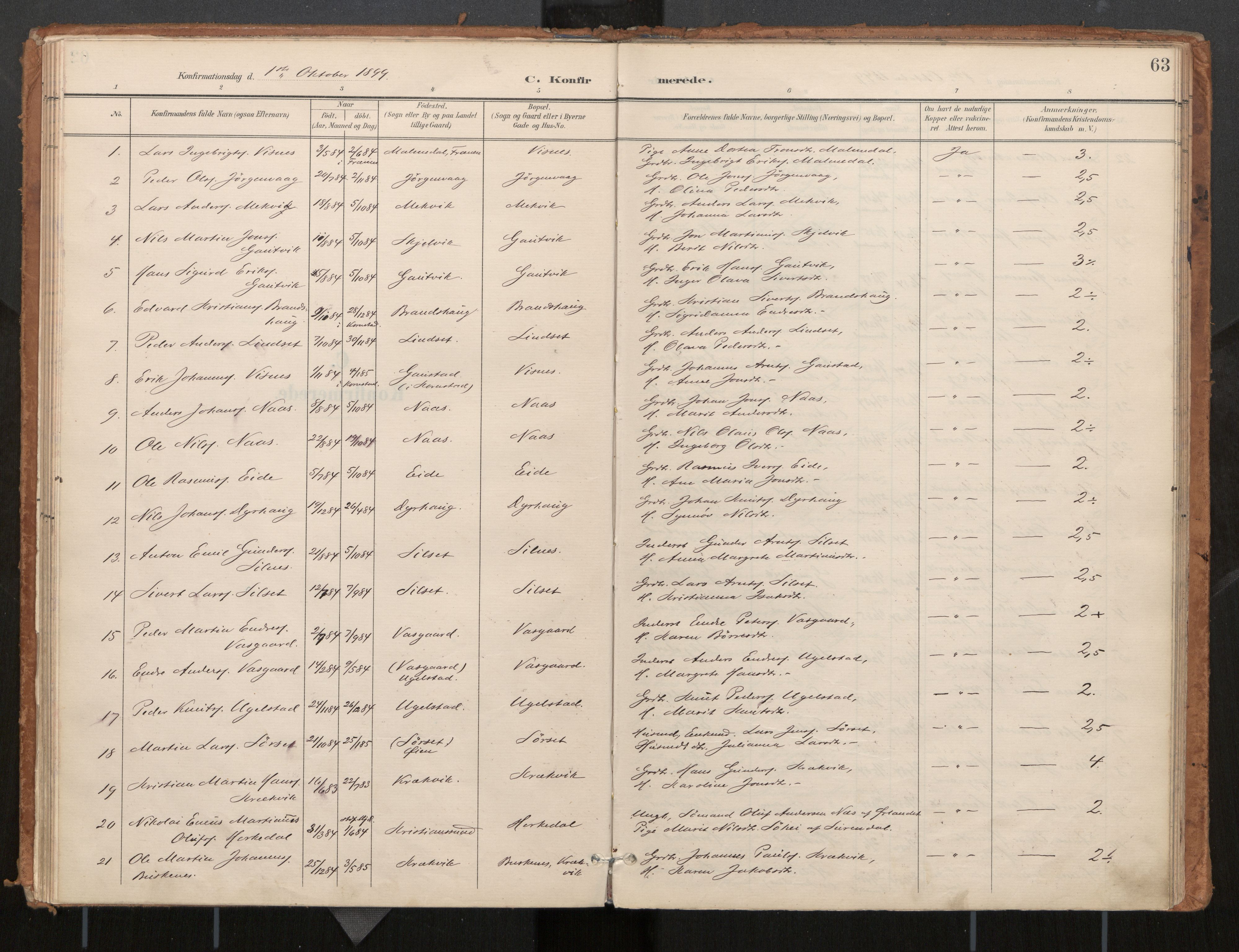 Ministerialprotokoller, klokkerbøker og fødselsregistre - Møre og Romsdal, AV/SAT-A-1454/571/L0836a: Parish register (official) no. 571A02, 1898-1910, p. 63