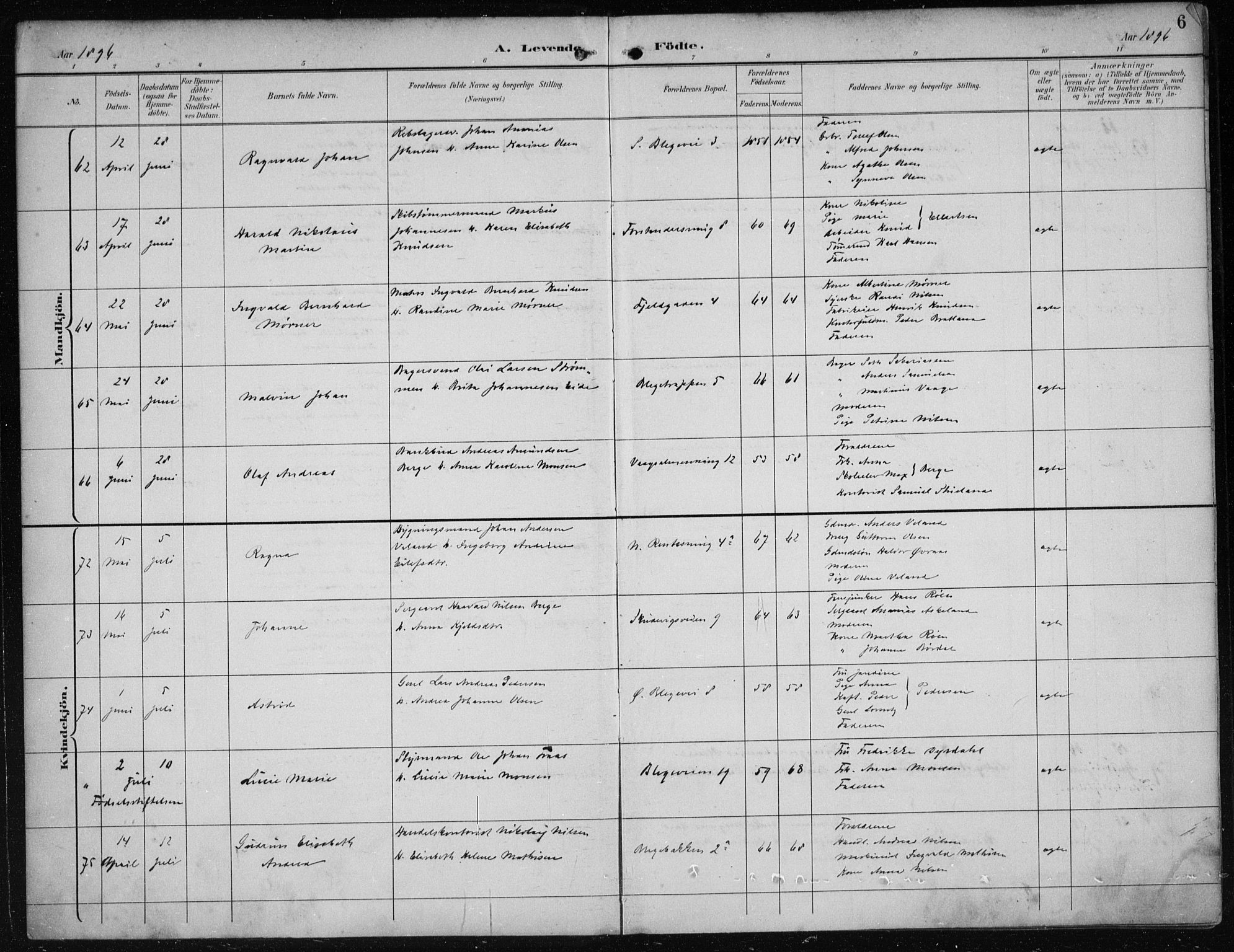 Korskirken sokneprestembete, AV/SAB-A-76101/H/Hab: Parish register (copy) no. B 10, 1896-1905, p. 6