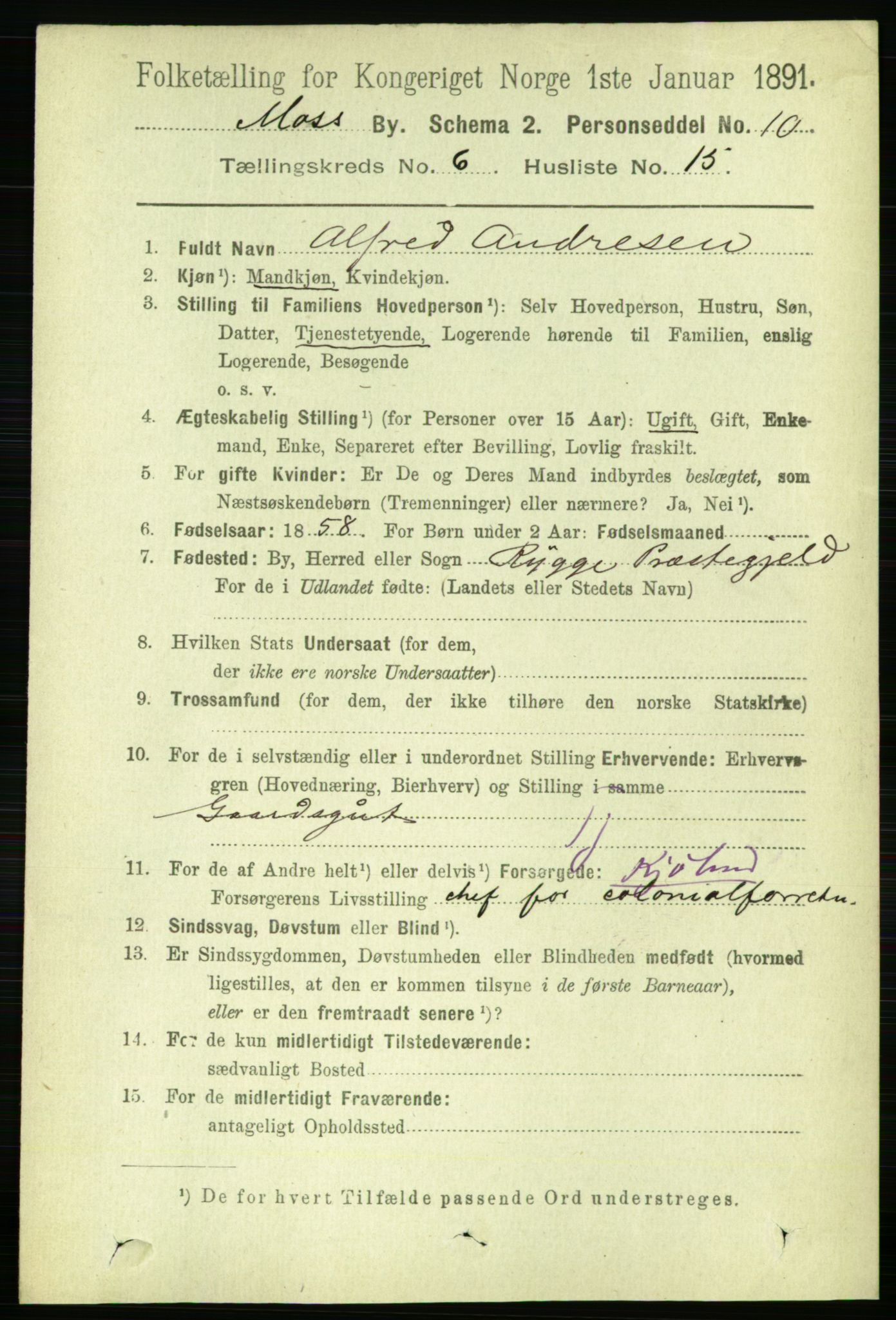 RA, 1891 census for 0104 Moss, 1891, p. 3546